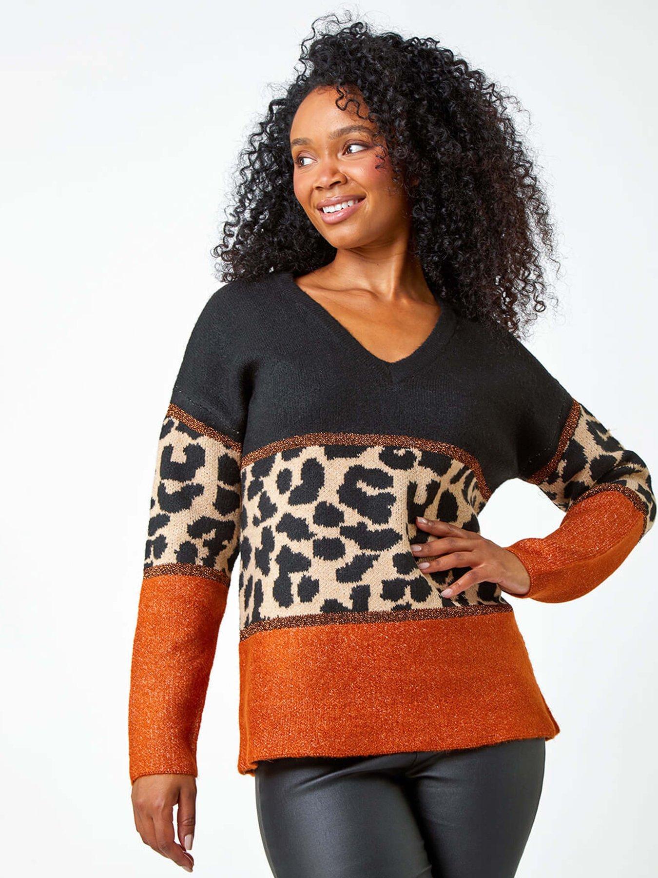 roman-petite-animal-colourblock-stretch-jumper-rust