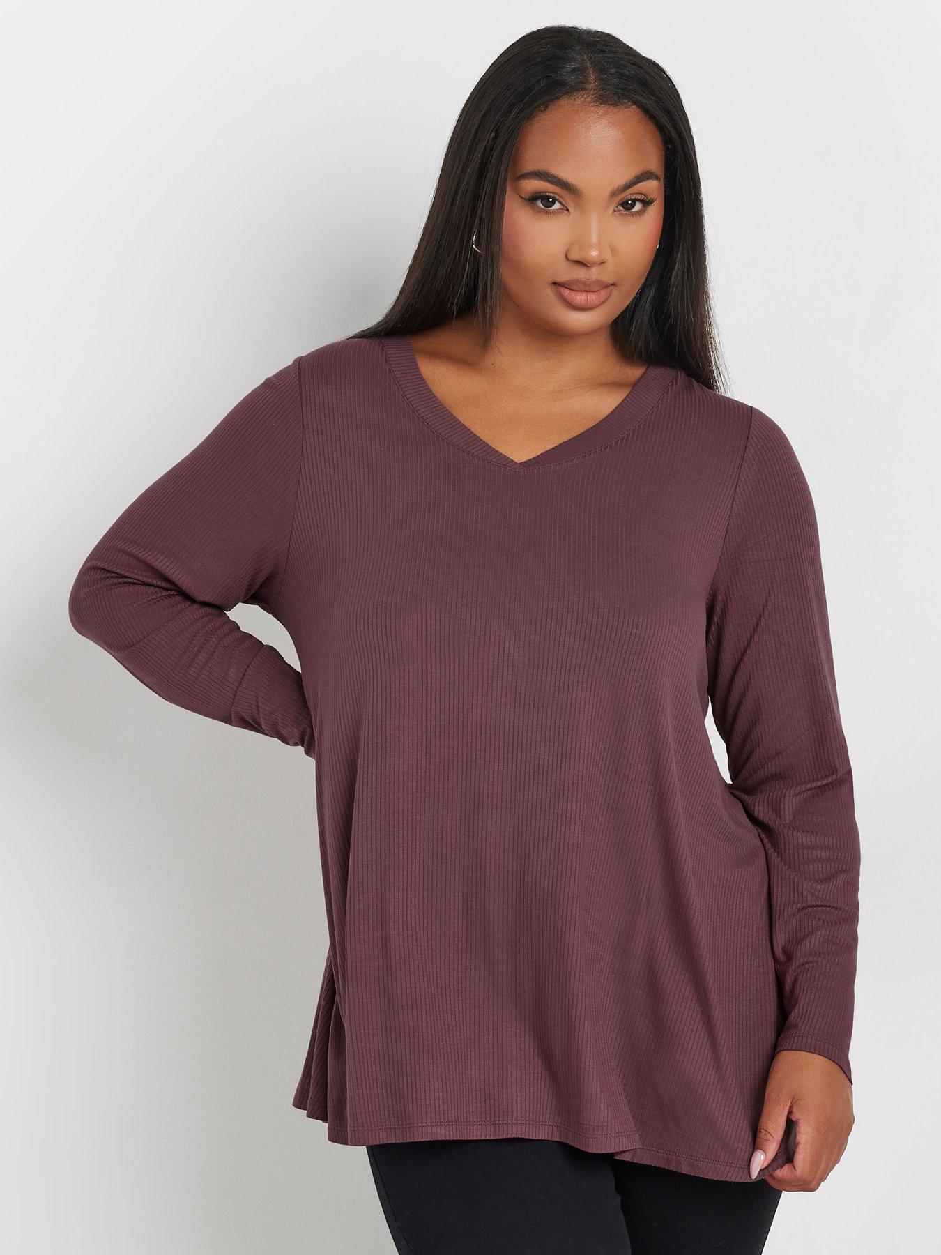 yours-curve-rib-elevated-long-sleeve-top-purple