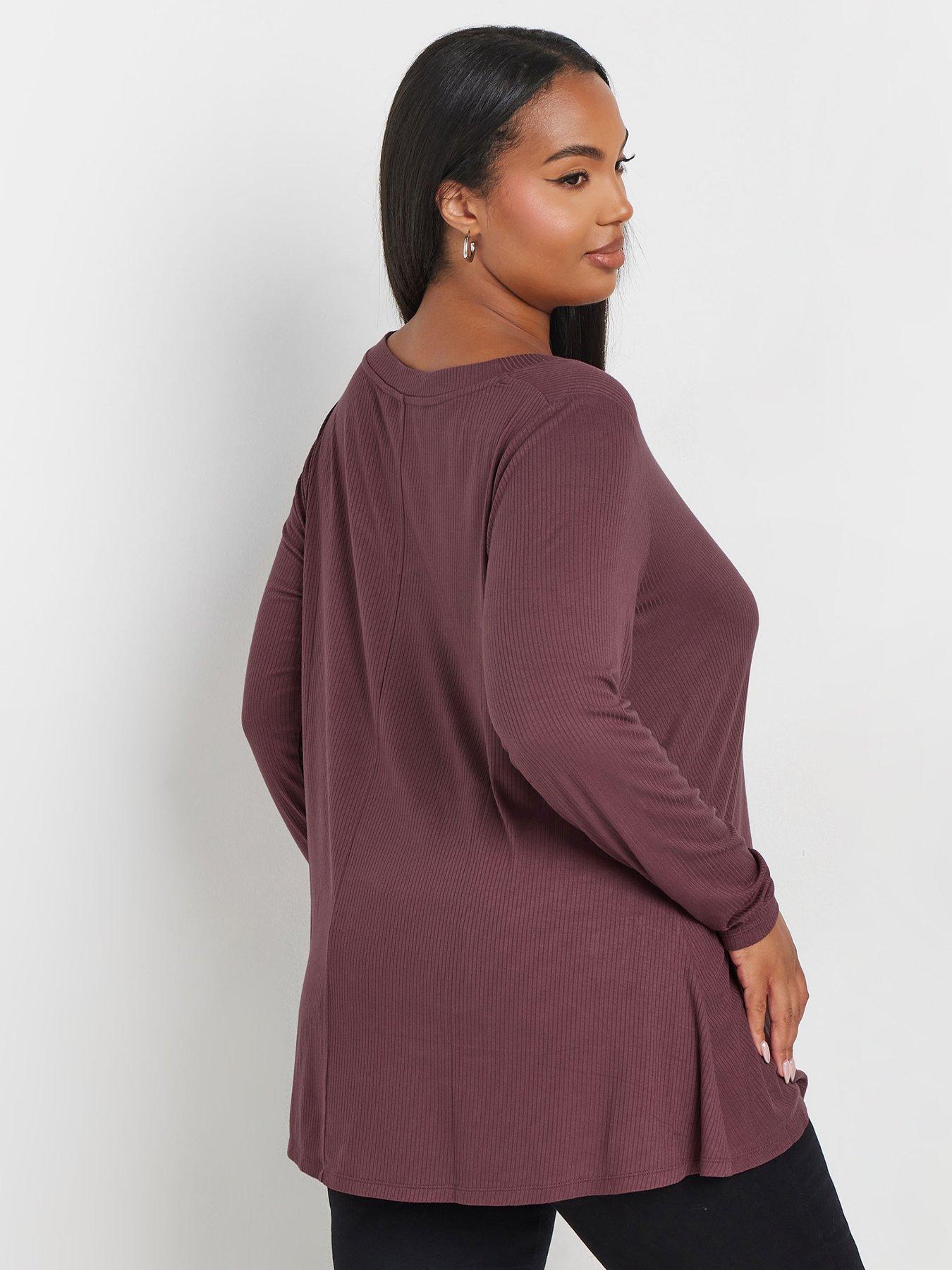 yours-curve-rib-elevated-long-sleeve-top-purplestillFront