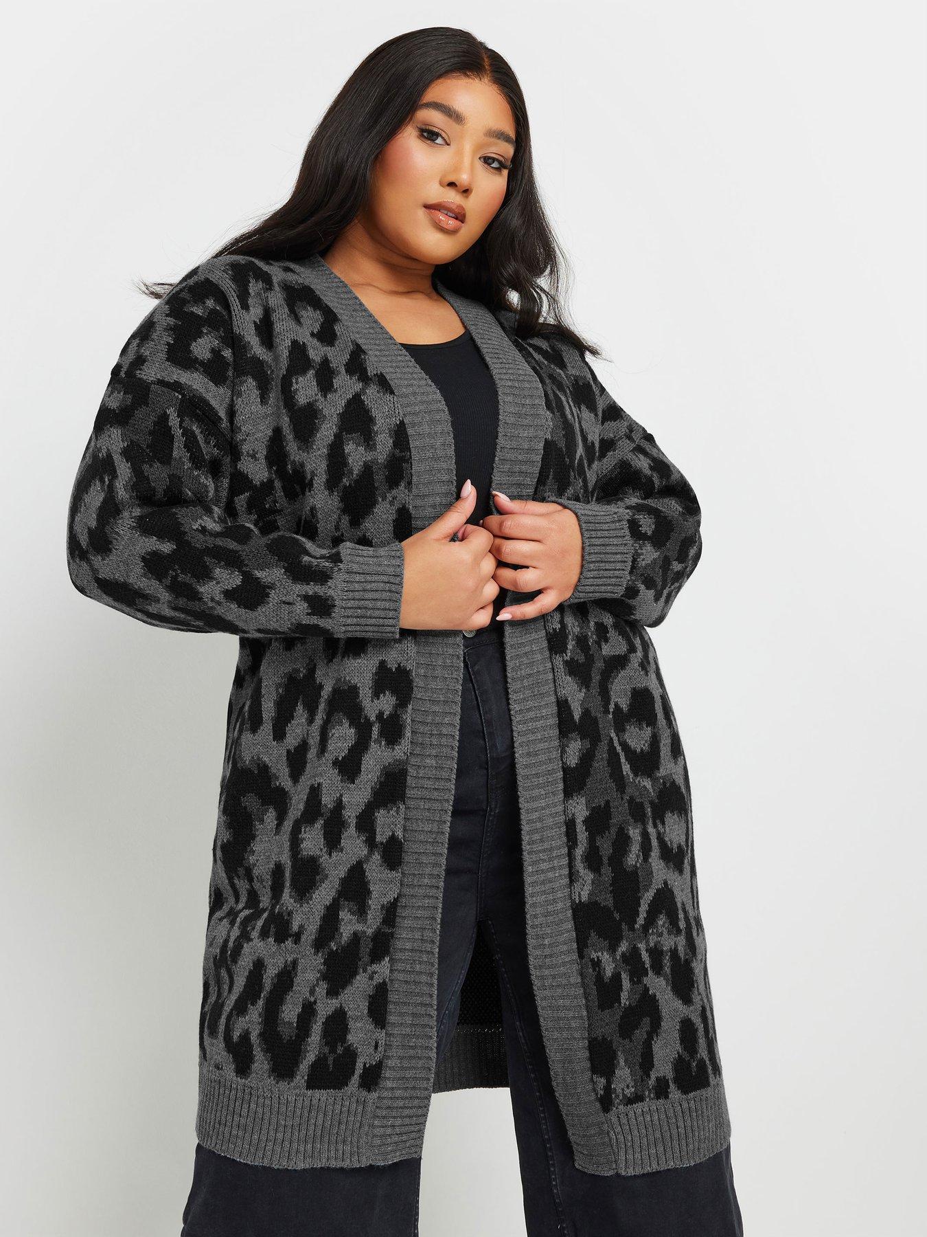 yours-curve-leopard-midi-cardigan-grey