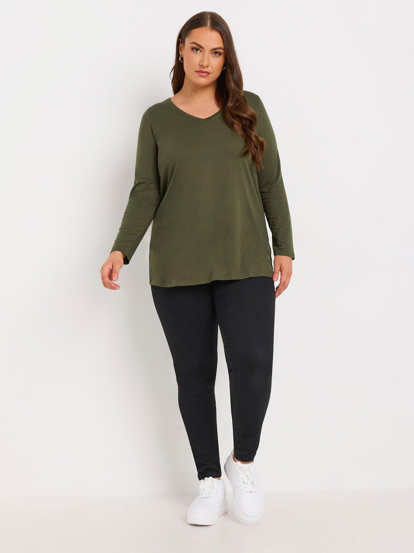 Image 3 of 4 of Yours Curve Core Long Sleeve 3 Pack T-shirt - Multi