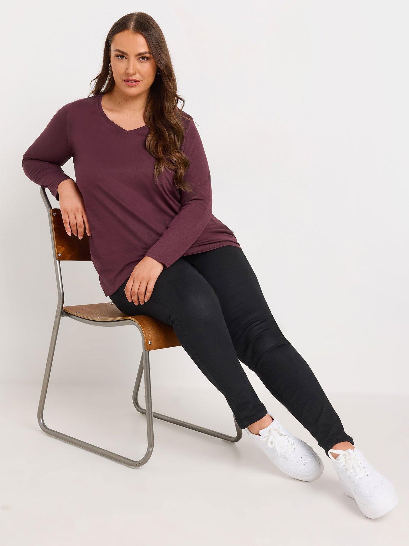 Image 4 of 4 of Yours Curve Core Long Sleeve 3 Pack T-shirt - Multi