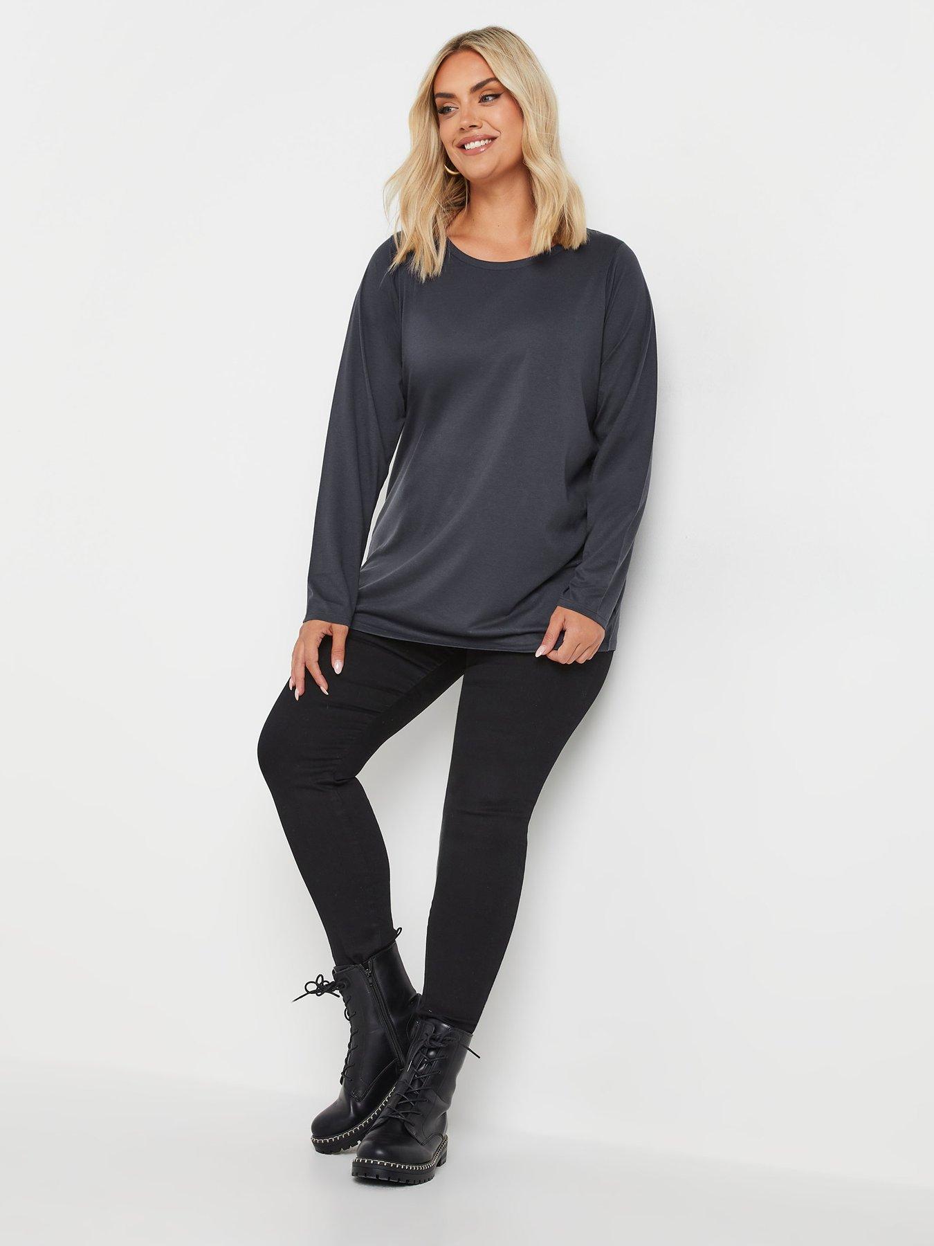 Image 3 of 4 of Yours Curve Core Long Sleeve 3 Pack T-shirt - Multi