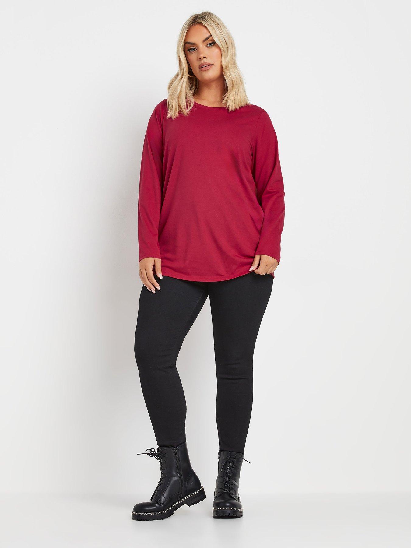 Image 4 of 4 of Yours Curve Core Long Sleeve 3 Pack T-shirt - Multi