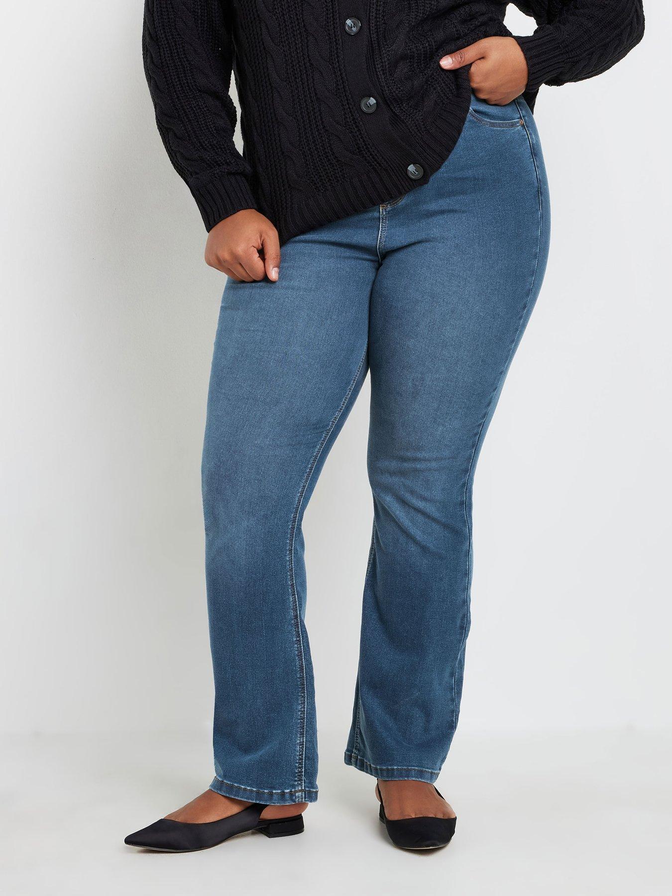 Yours Curve Midi Isla Bootcut Jeans 28" - Blue