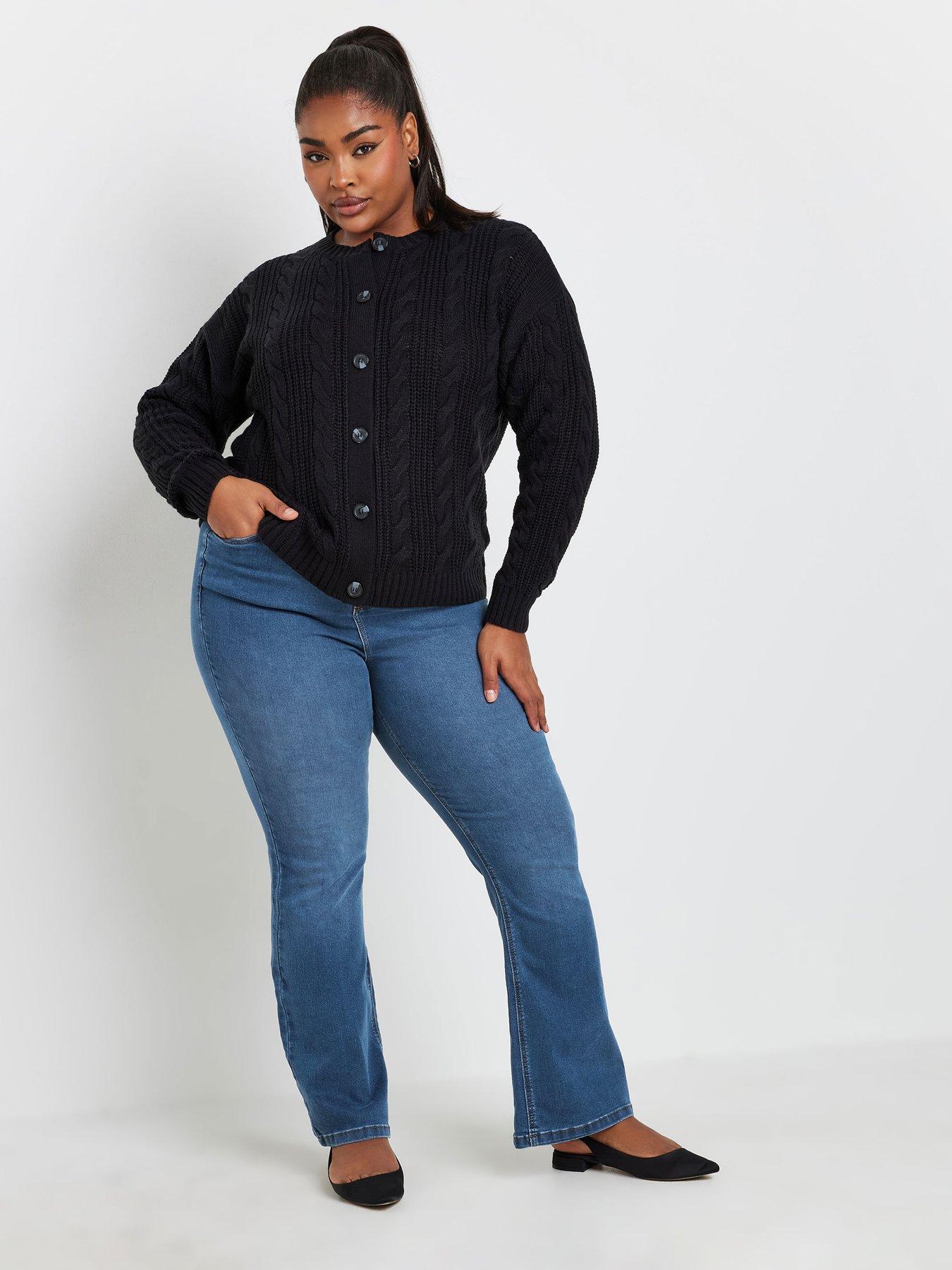 Image 3 of 4 of Yours Curve Midi Isla Bootcut Jeans 32" - Blue