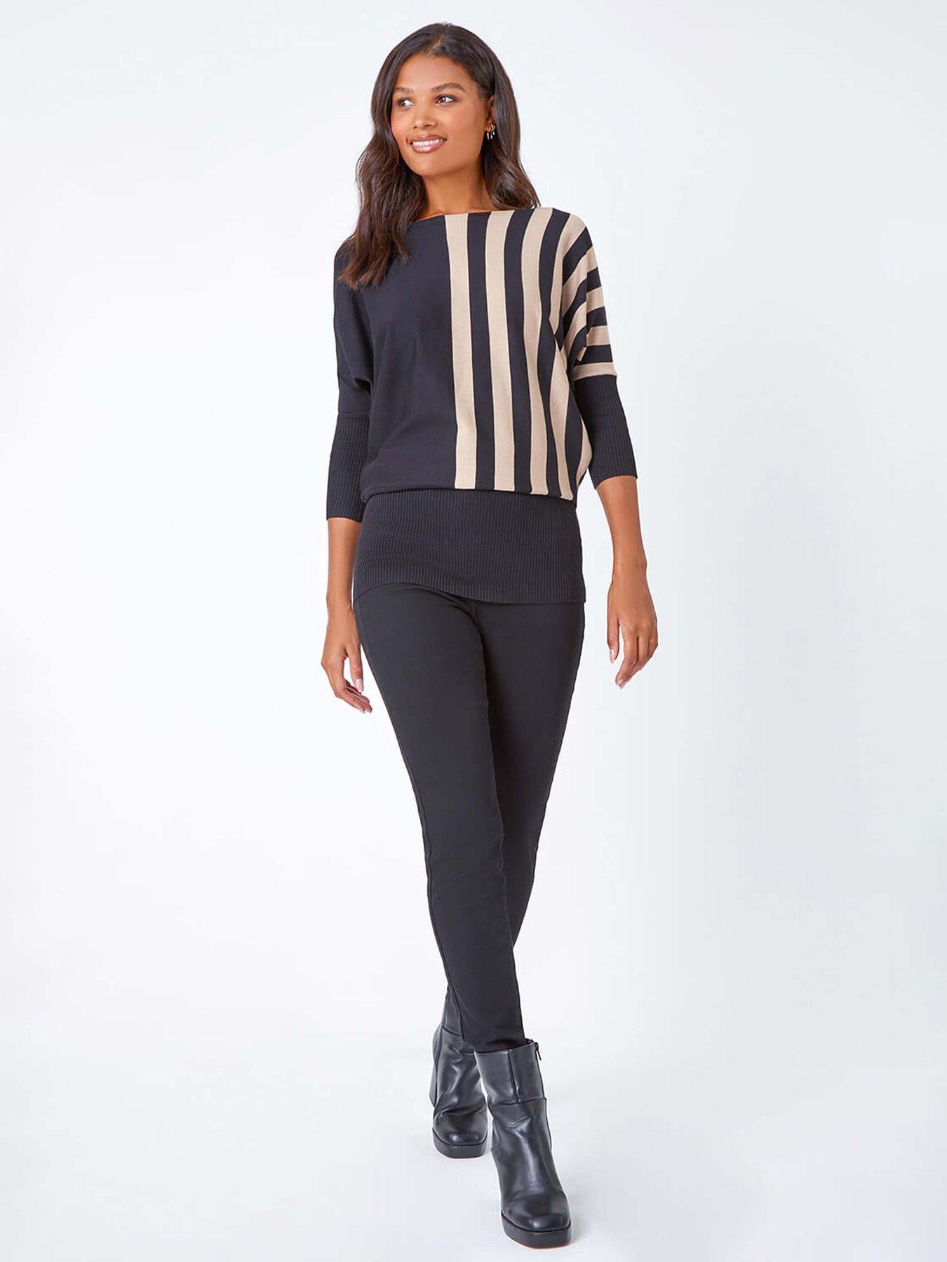 roman-contrast-stripe-print-knit-jumper-blackback