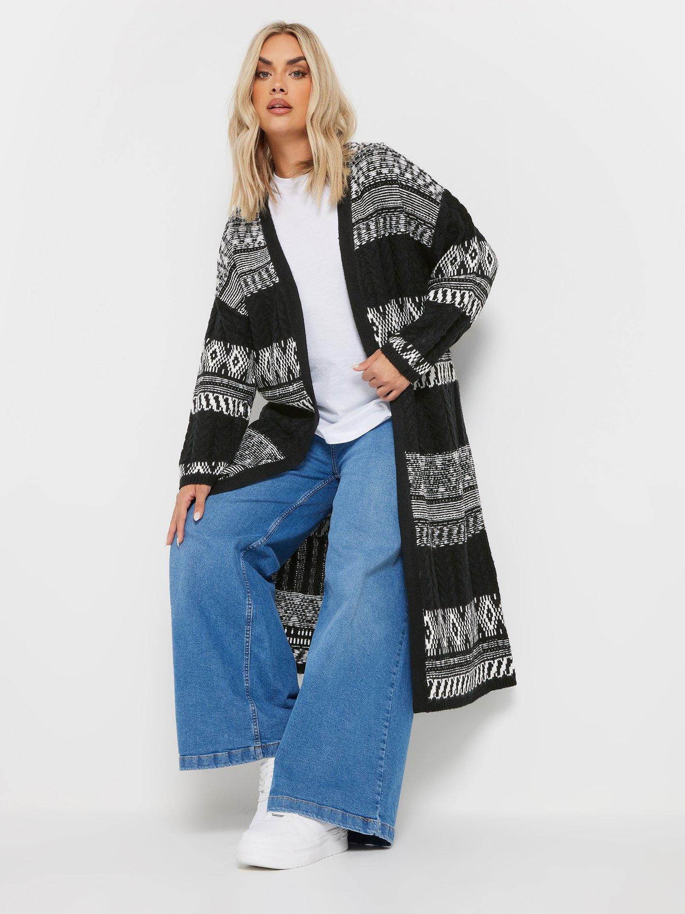 yours-curve-fairisle-longline-cable-cardigan-whiteback