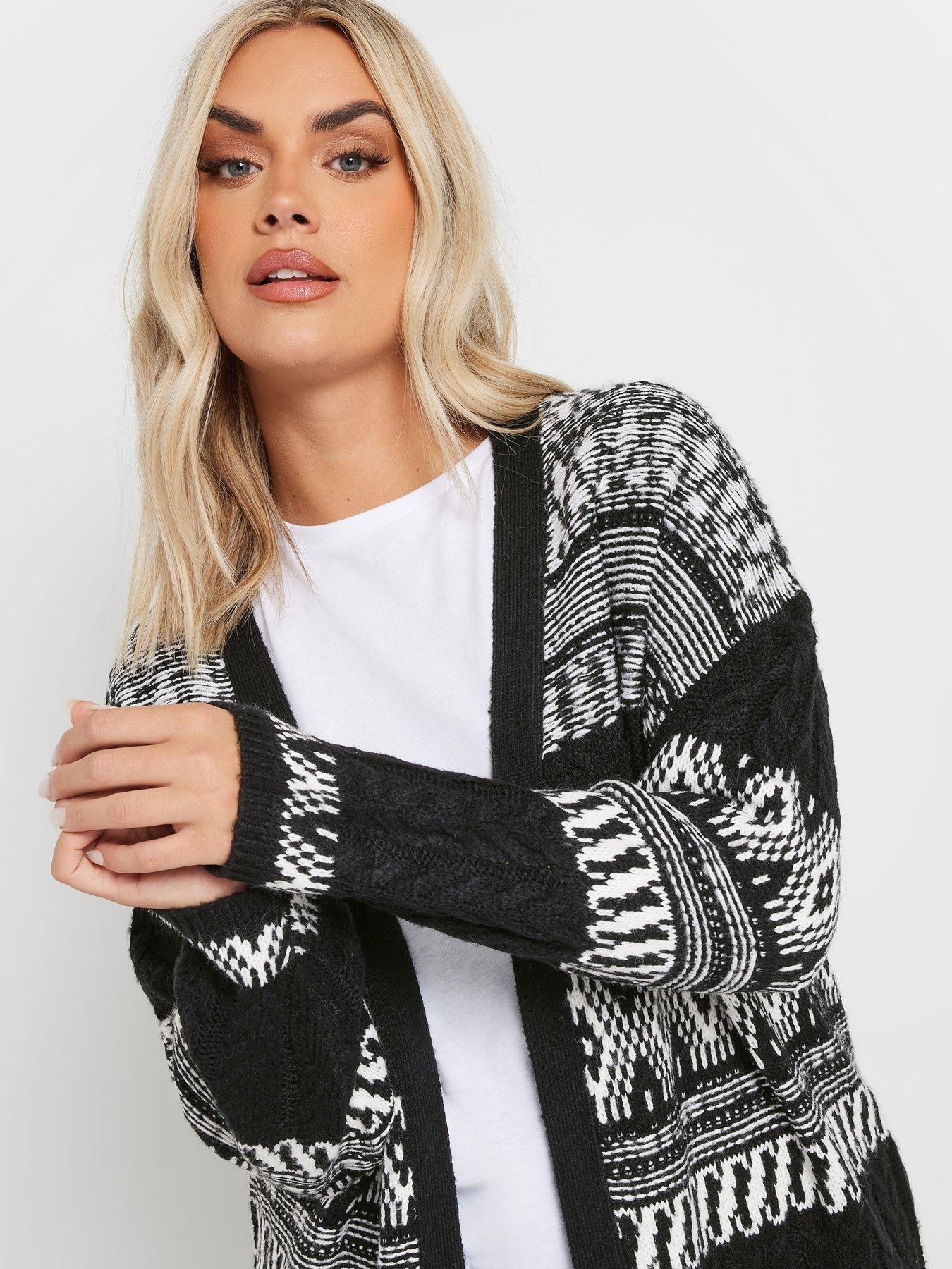 yours-curve-fairisle-longline-cable-cardigan-whiteoutfit