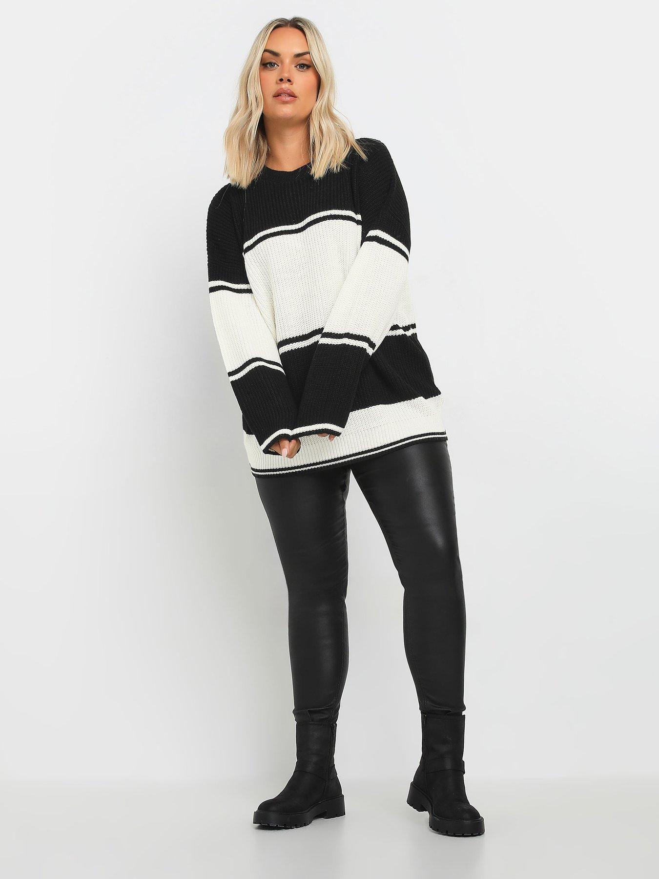 yours-curve-drop-shoulder-stripe-jumper-blackback