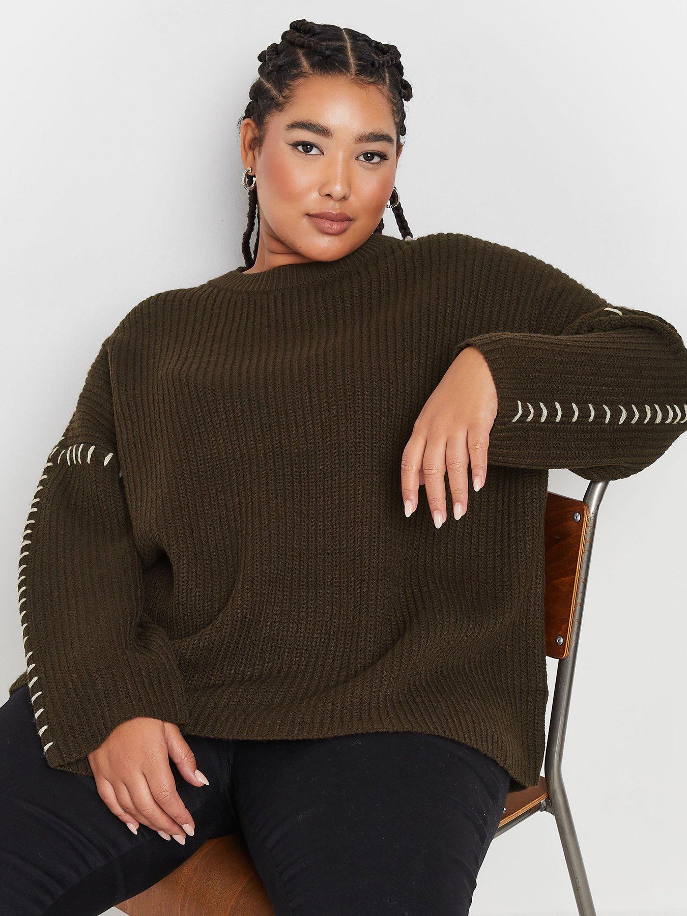 yours-curve-blanket-stitch-jumper-brownoutfit