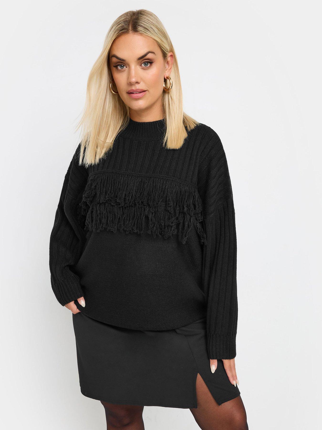 yours-curve-fringe-jumper-black