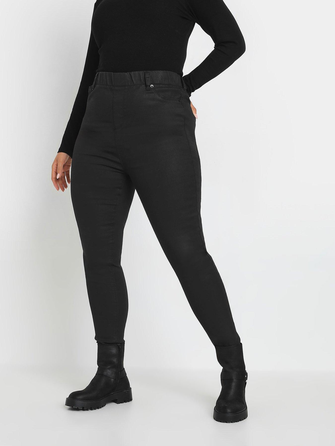 yours-curve-coated-grace-jeggings-blackfront