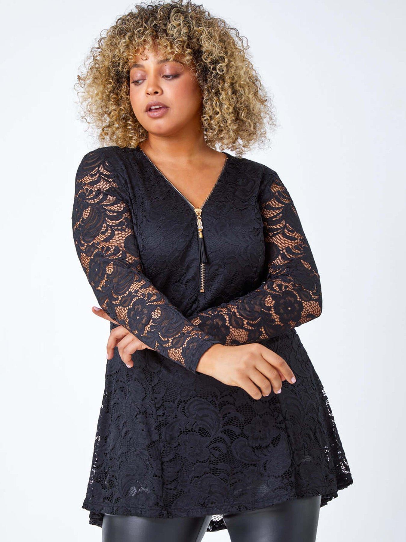 roman-curve-zip-front-lace-stretch-top-black