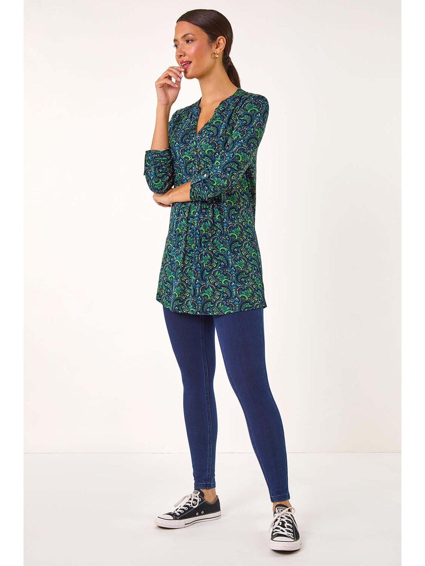 roman-paisley-print-v-neck-tunic-stretch-top-greenback