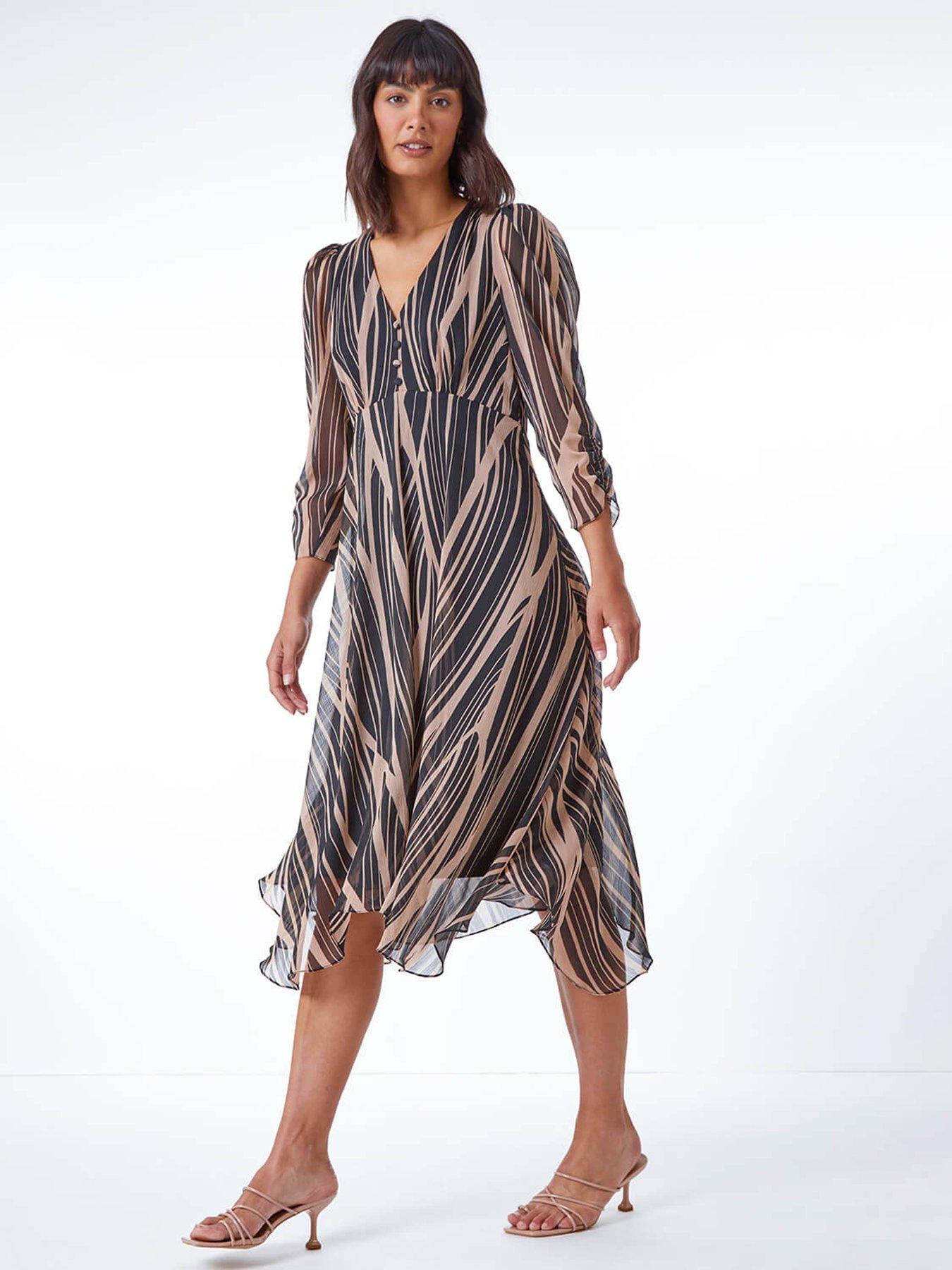 roman-abstract-chiffon-wrap-asymmetric-midi-dress-blackfront