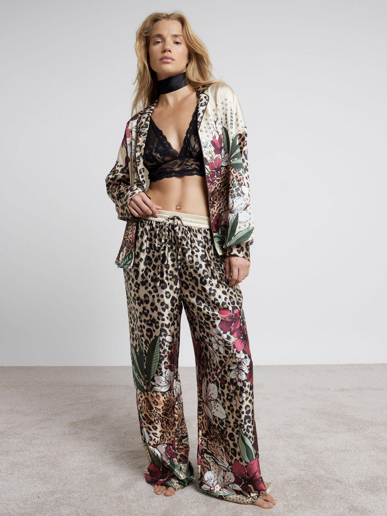 river-island-cheetah-floral-satin-pyjama-set-dark-brown