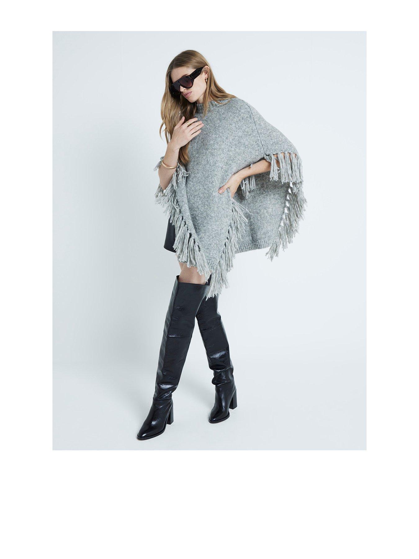 river-island-knitted-tassel-poncho-light-grey