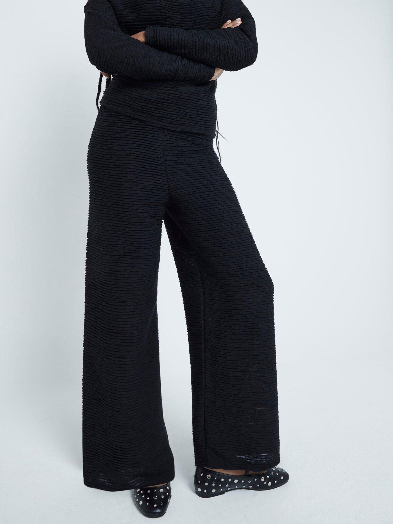 river-island-textured-wide-leg-trouser-black