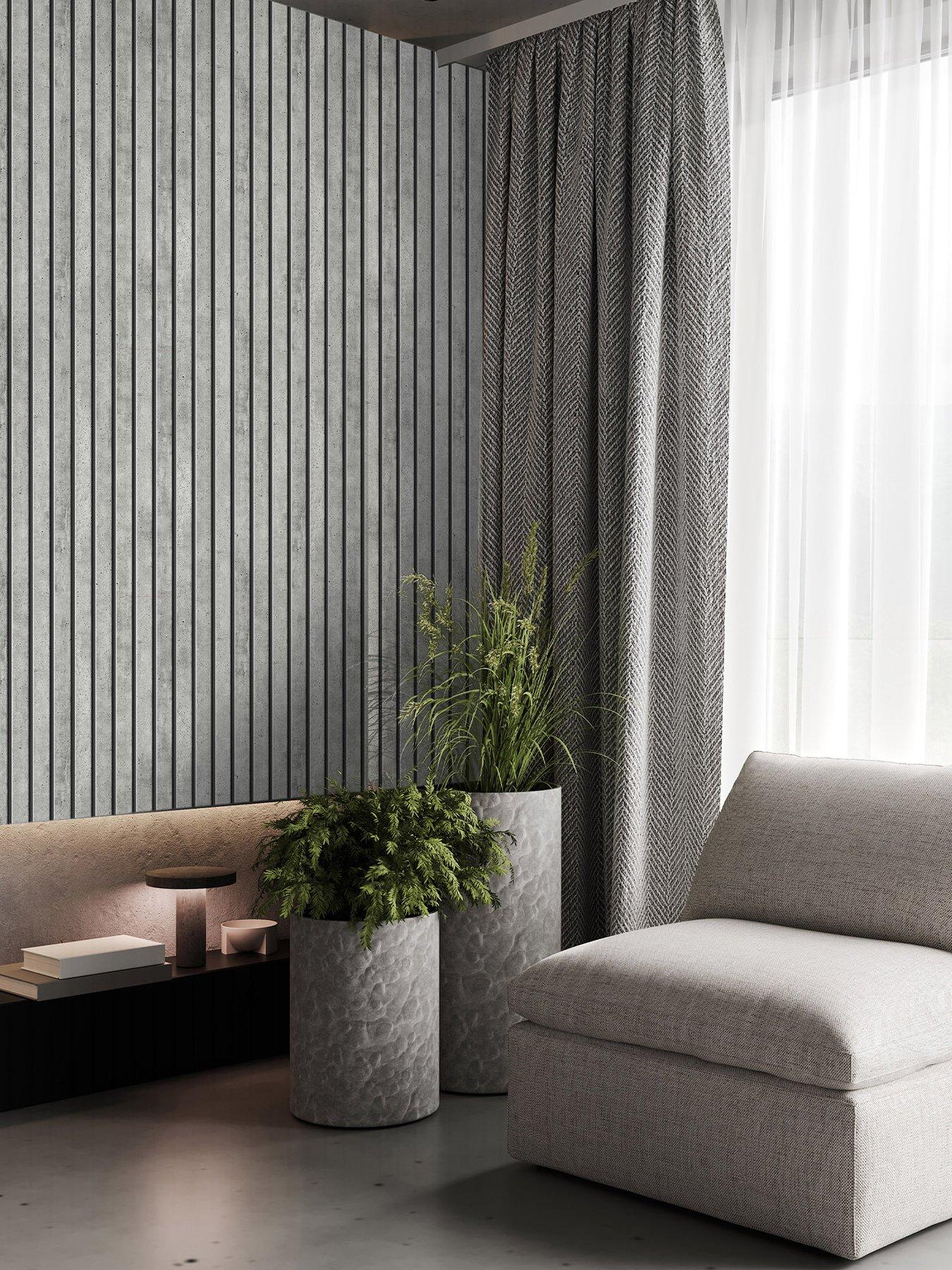 Fresco Concrete Slats Wallpaper - Grey
