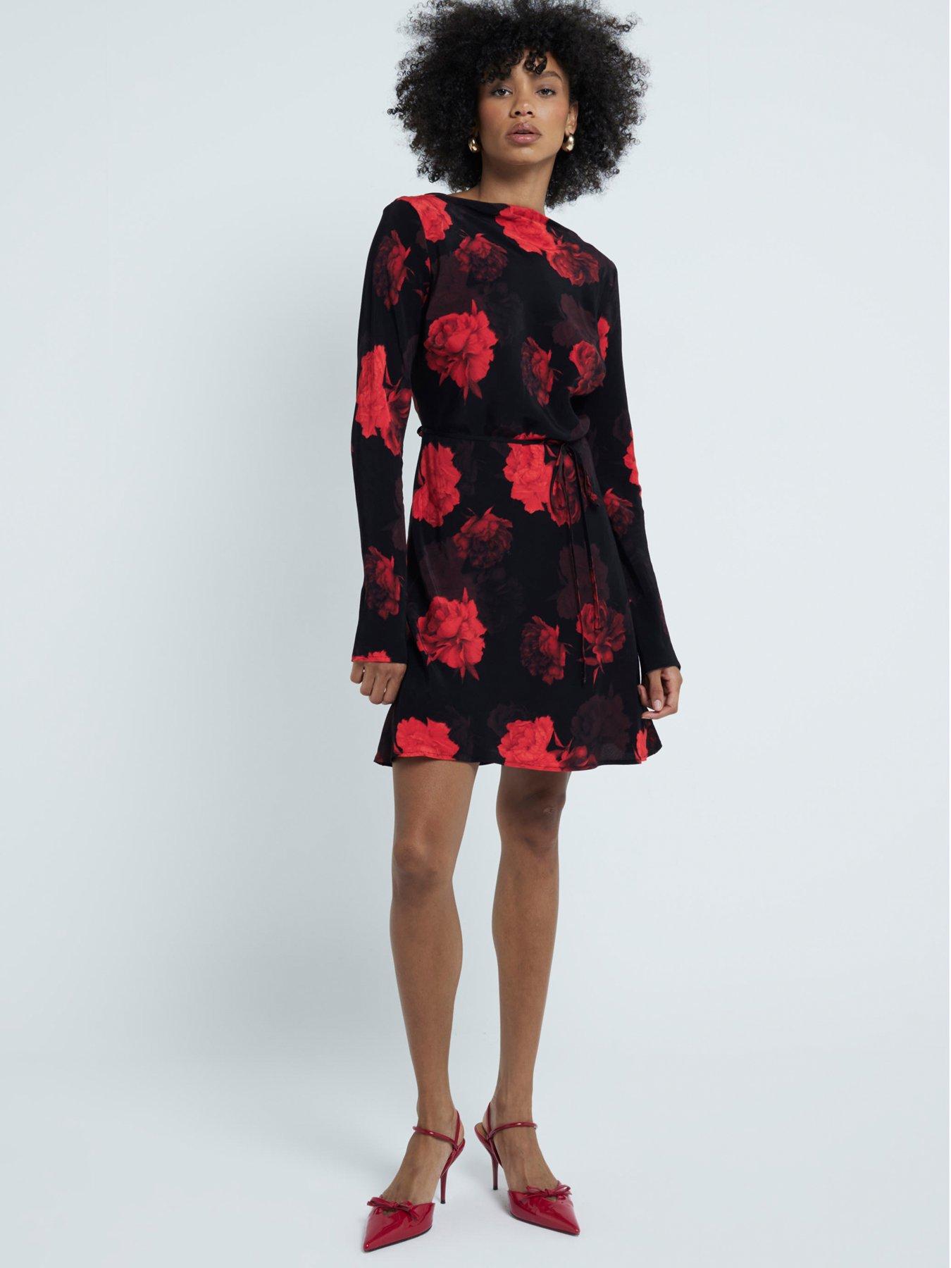 Image of River Island Floral Mini Dress - Black