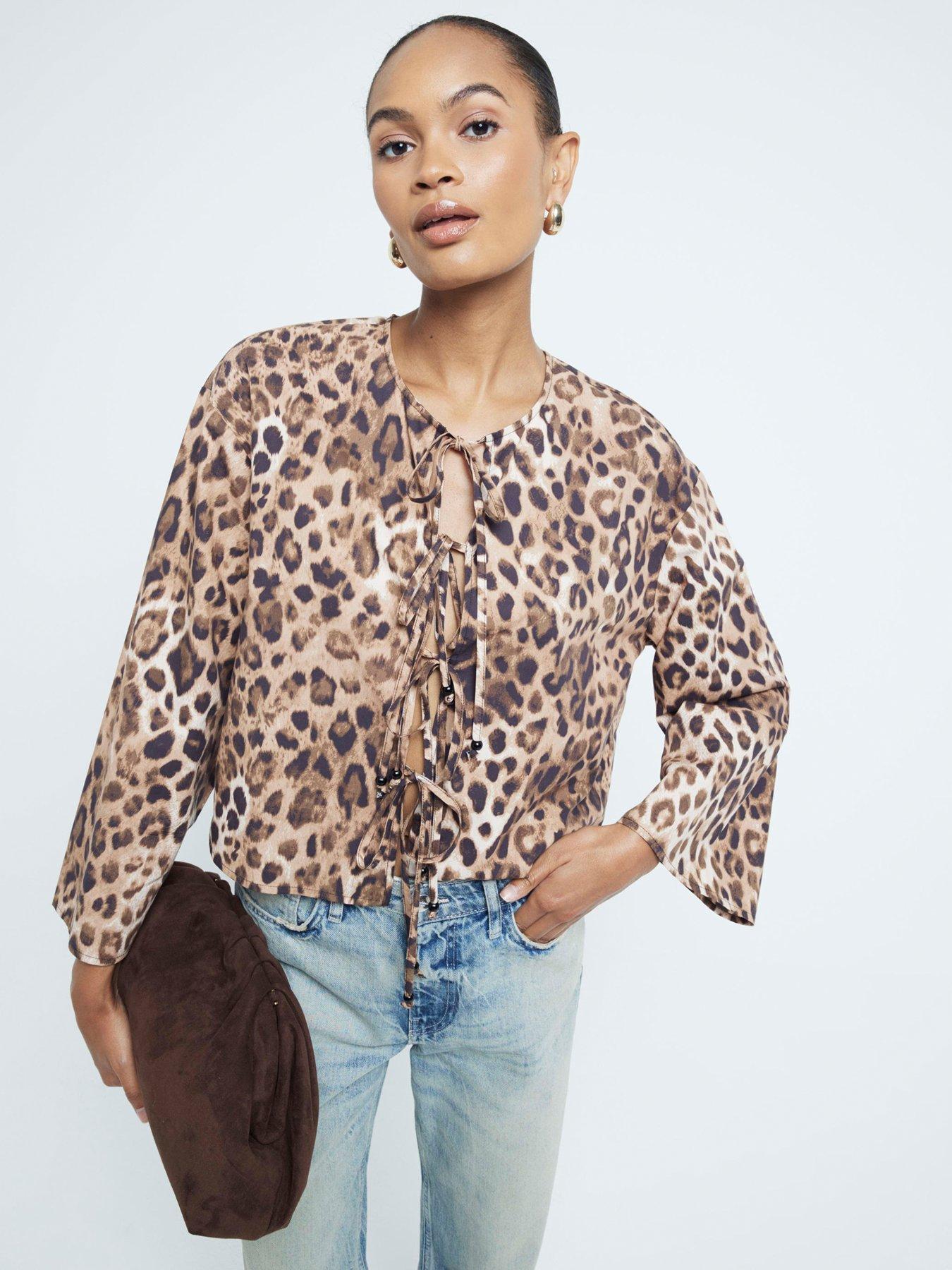 river-island-leopard-poplin-tie-front-top-brown