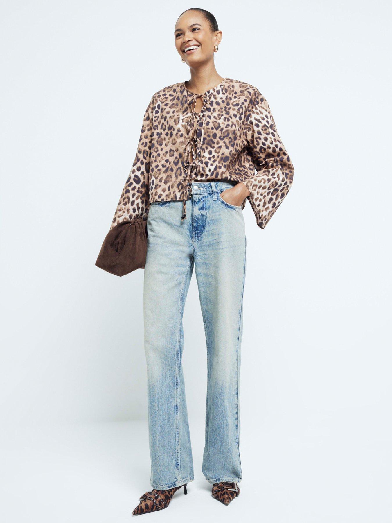 river-island-leopard-poplin-tie-front-top-brownstillFront