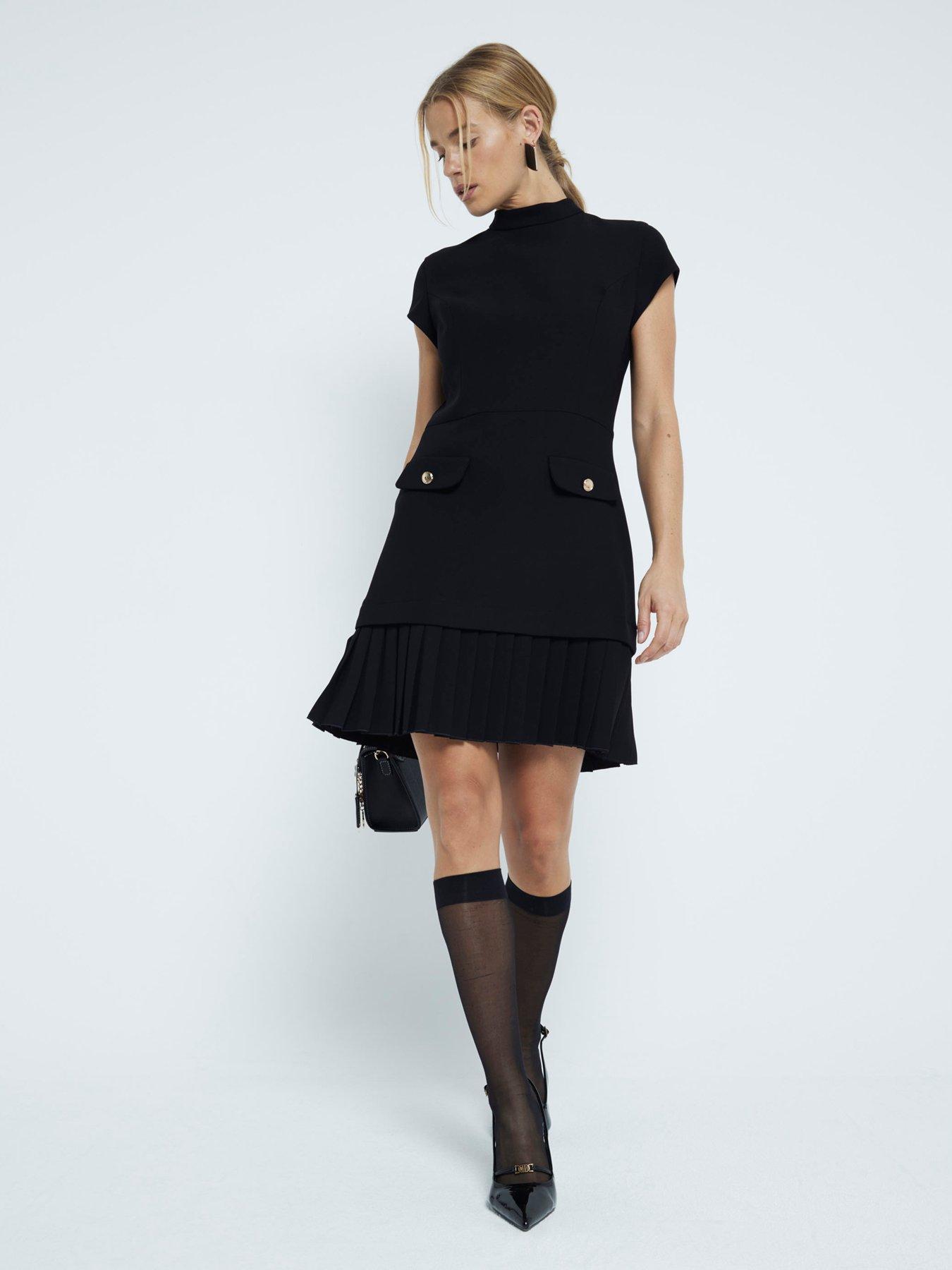 river-island-pleat-mix-mini-dress-blackback