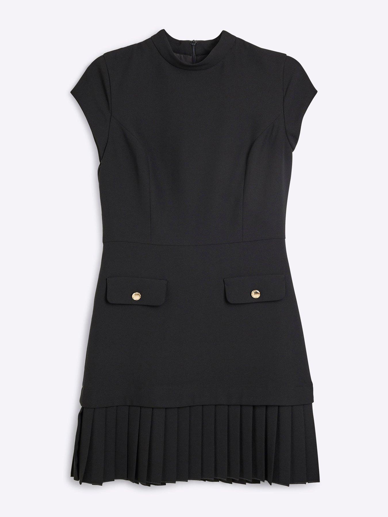 river-island-pleat-mix-mini-dress-blackdetail