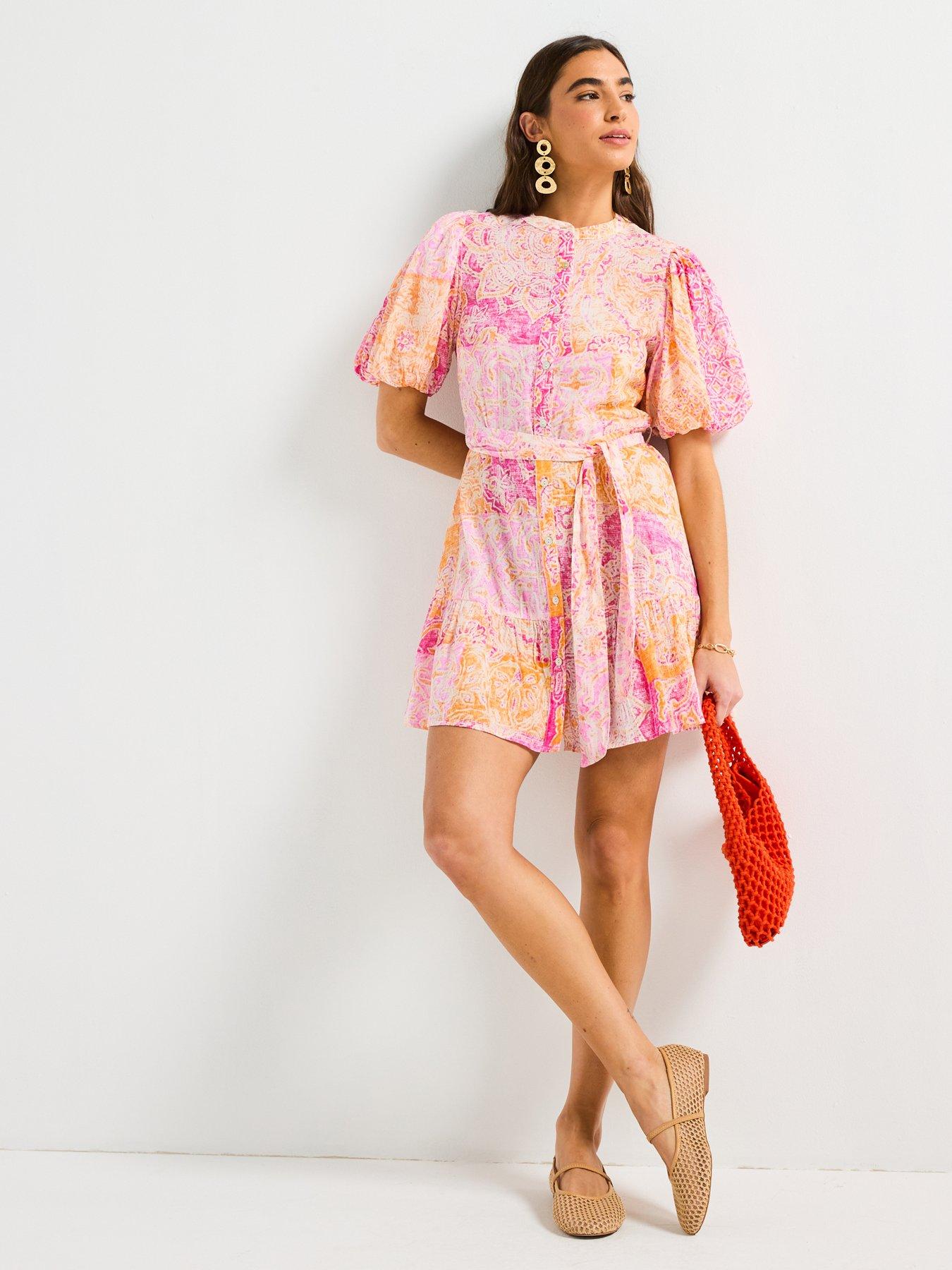 Image 3 of 5 of V by Very Rami Printed Day Dress - Pink