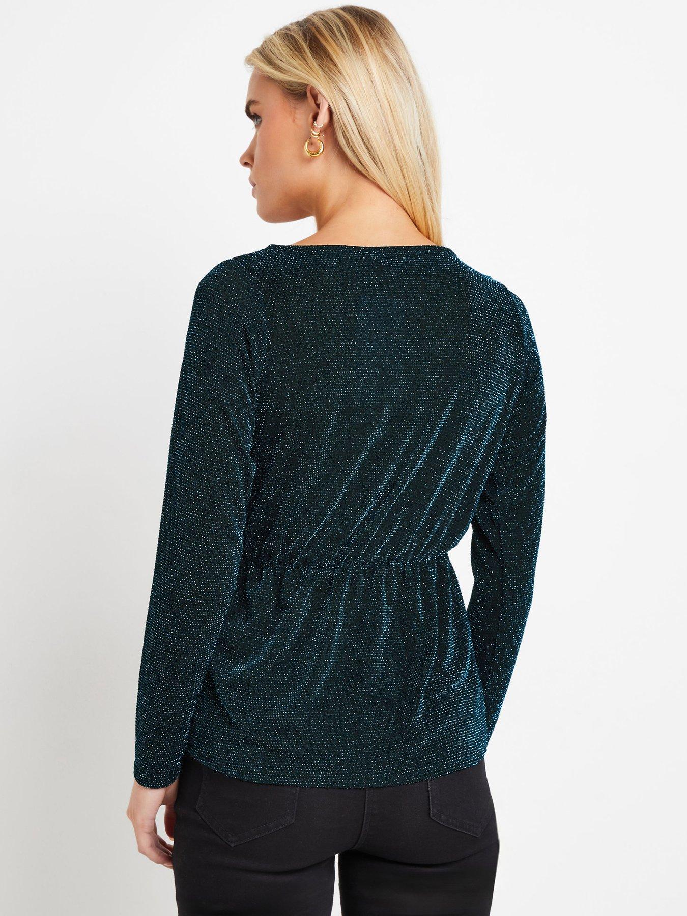 mco-petite-brillo-wrap-top-blackstillFront