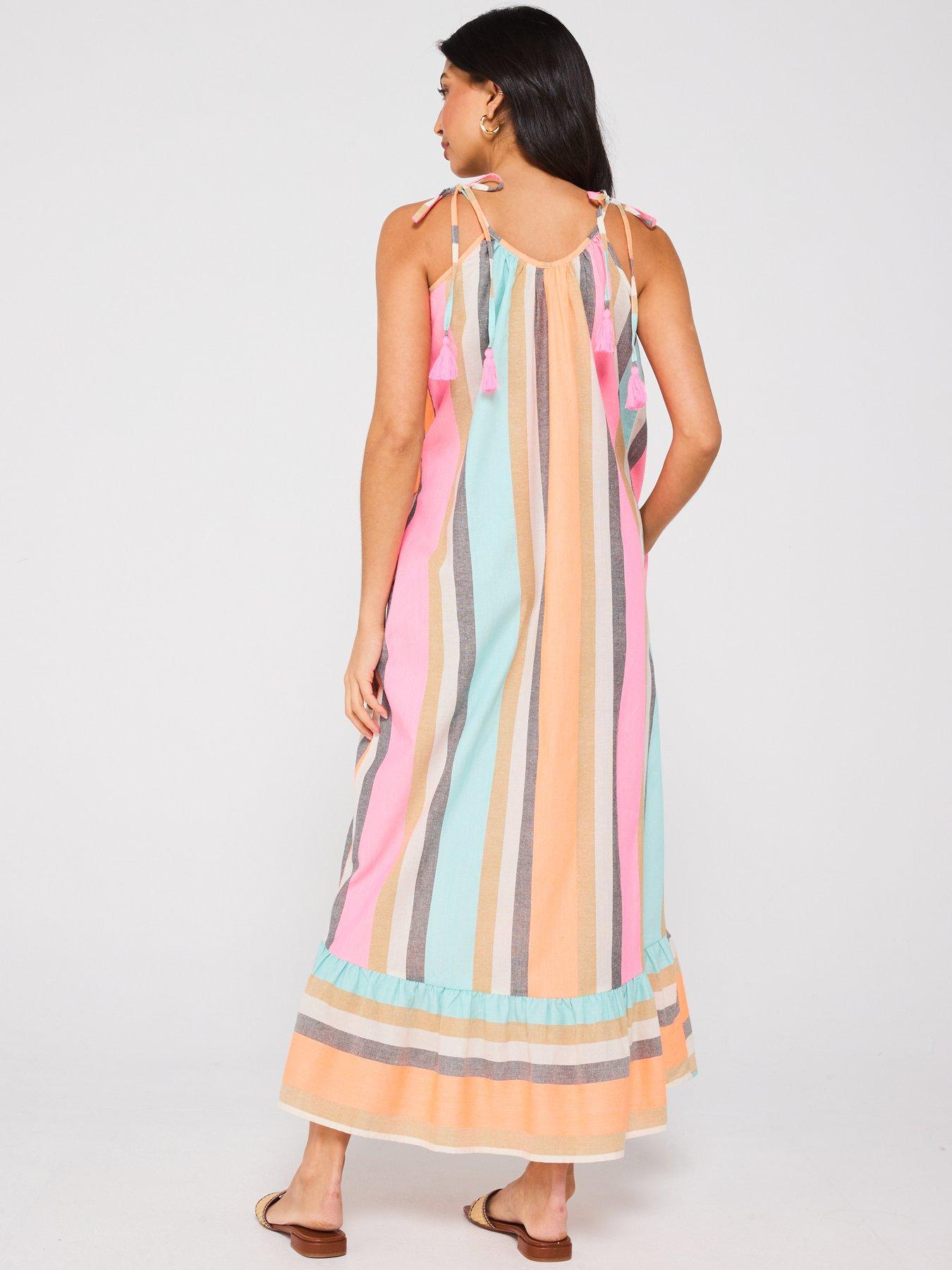 Image 2 of 4 of V by Very Tassel Tie Shoulder Strappy Beach Dress - Multi