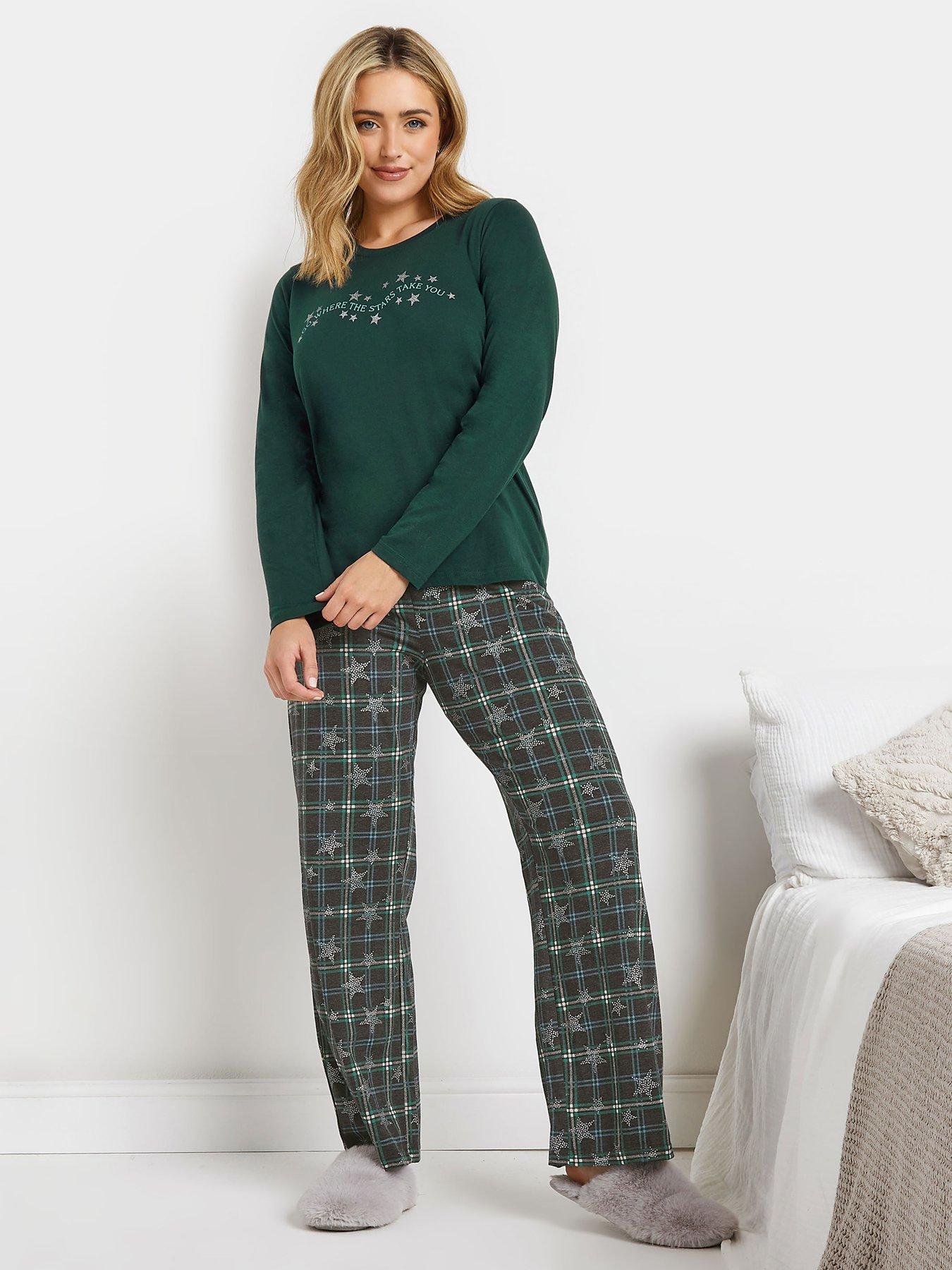 mco-star-check-long-sleeve-wide-leg-pj-set