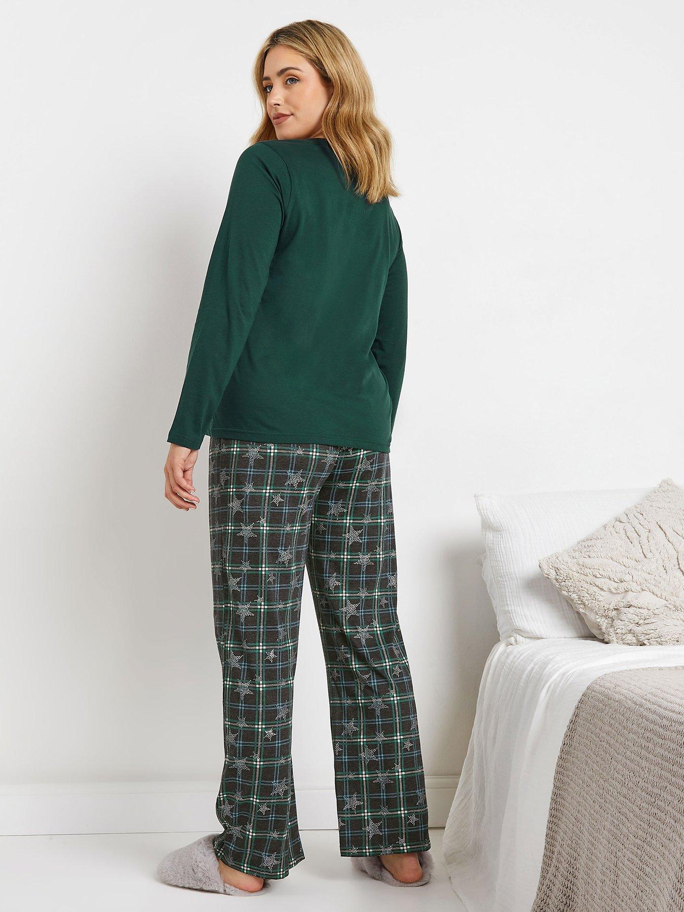 mco-star-check-long-sleeve-wide-leg-pj-setstillFront