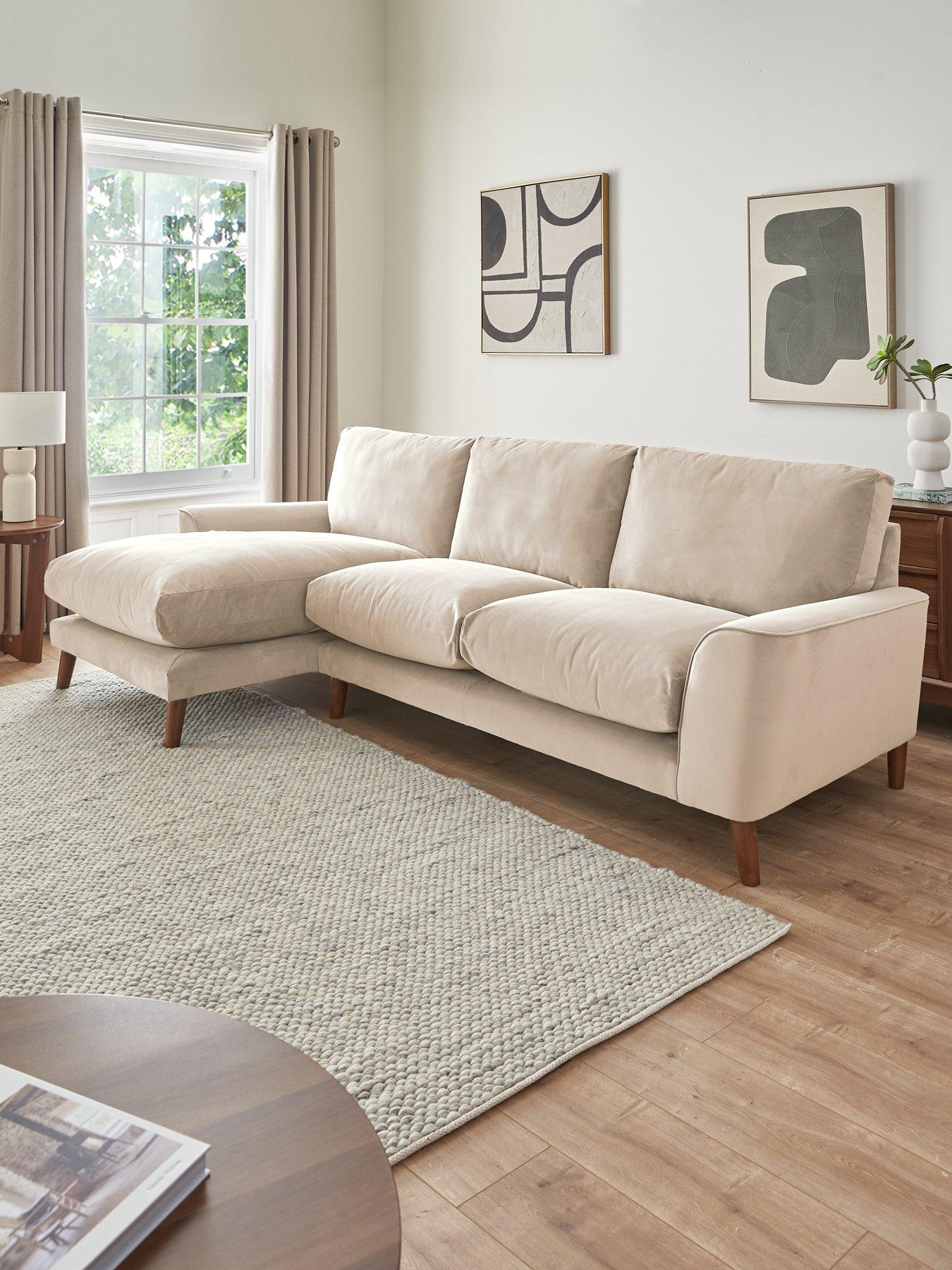 Very Home Astrid Velvet Left Hand 3 Seater Chaise Sofa