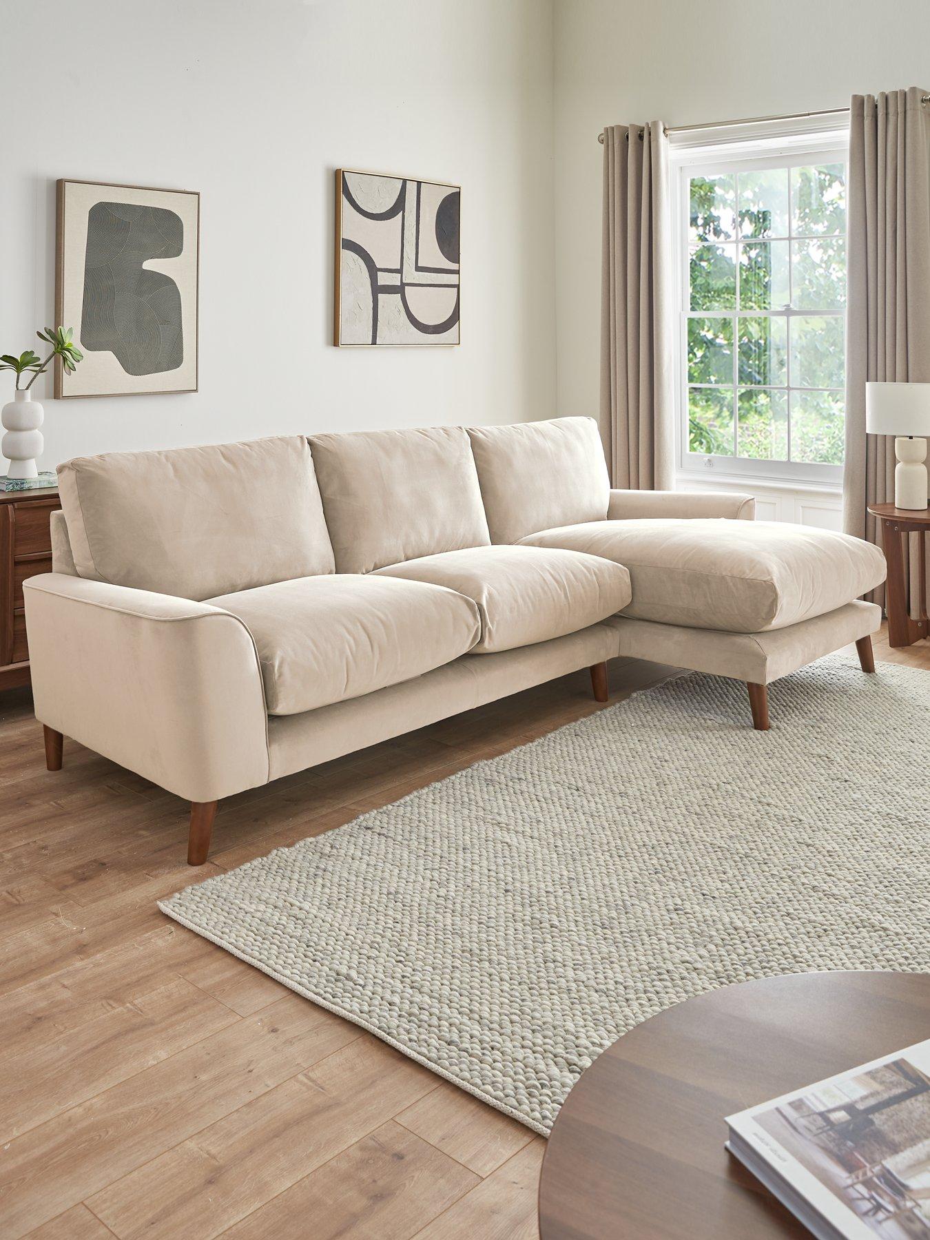 Image 1 of 7 of Very Home Astrid Velvet Right Hand Chaise Sofa&nbsp;- FSC&reg; Certified