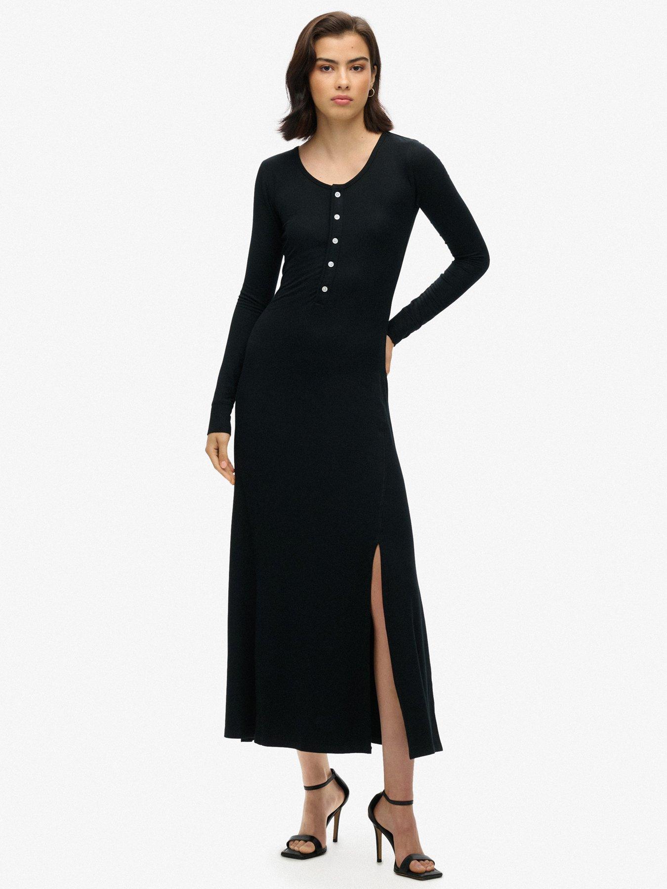 superdry-henley-midi-dress-black