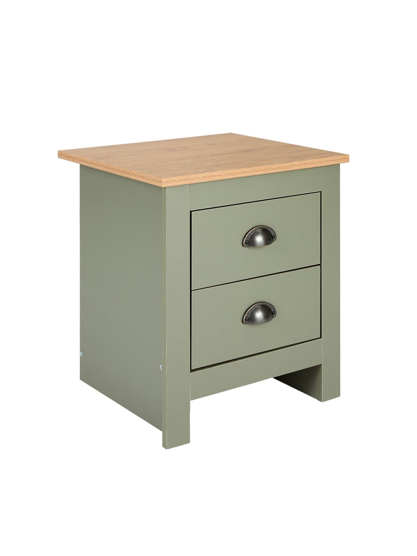 Image 5 of 7 of The Very Collection Atlanta 3 Piece Bedroom Furniture Set- 3 Door Wardrobe, 4 Drawer Chest and 2 Drawer Bedside Table - Green/Oak