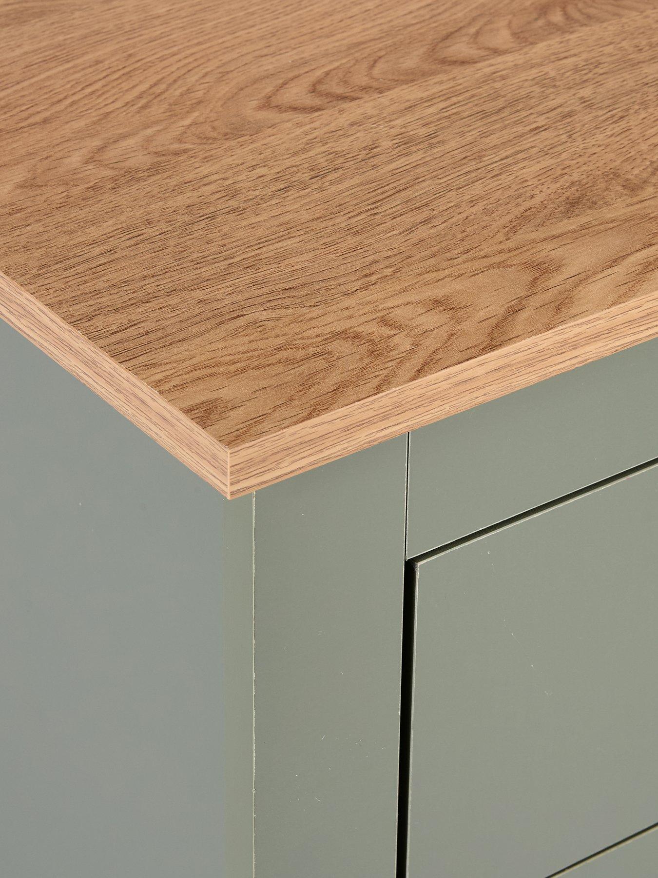 Image 7 of 7 of The Very Collection Atlanta 3 Piece Bedroom Furniture Set- 3 Door Wardrobe, 4 Drawer Chest and 2 Drawer Bedside Table - Green/Oak