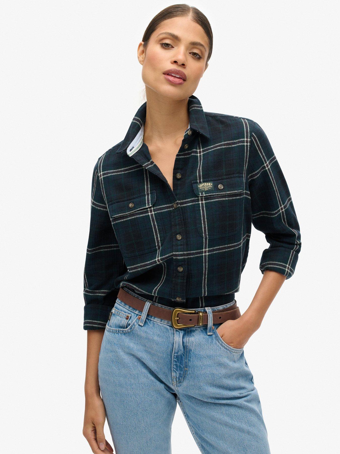 Image 1 of 6 of Superdry Lumberjack Check Flannel Shirt - Navy
