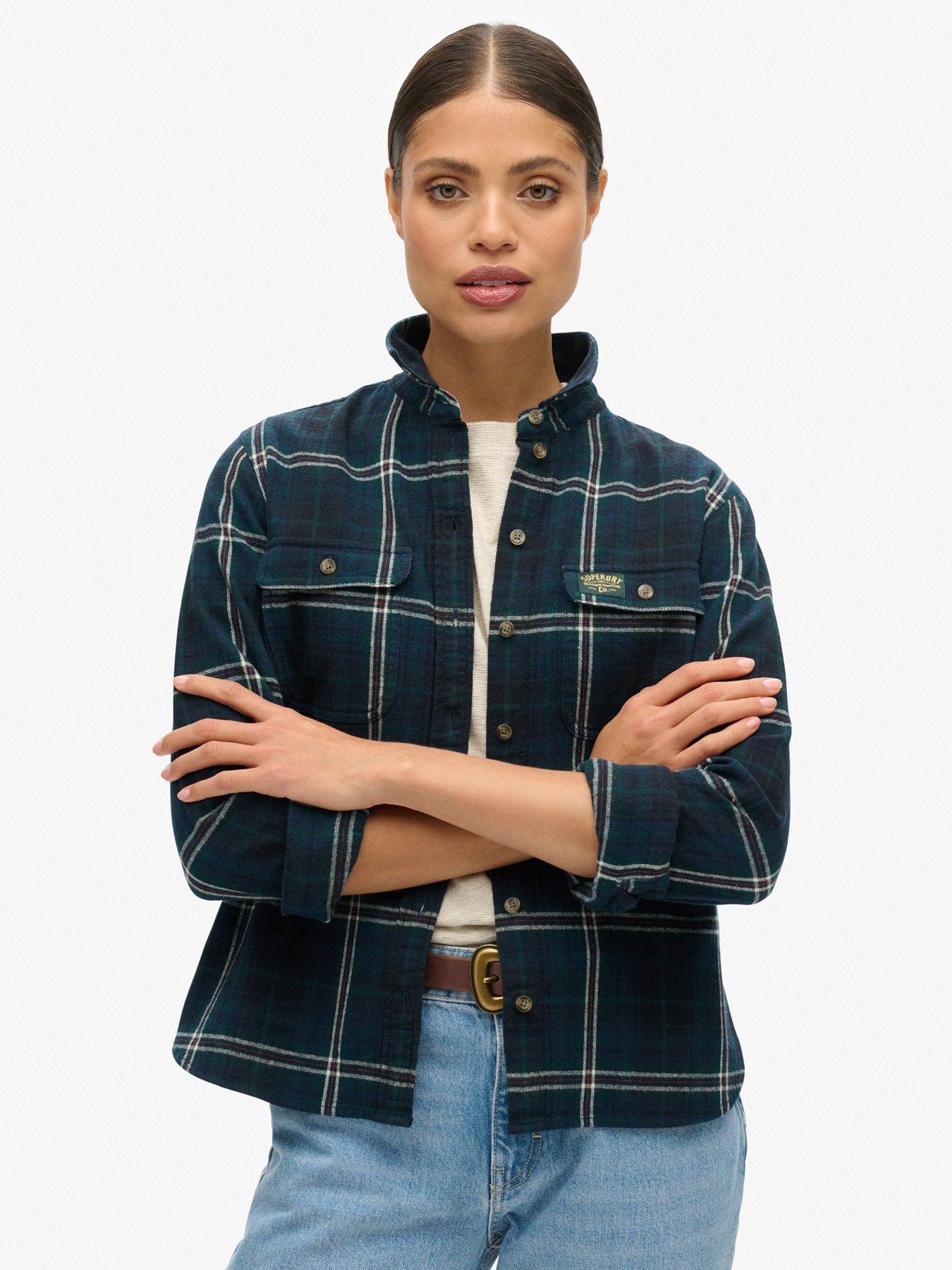 Image 4 of 6 of Superdry Lumberjack Check Flannel Shirt - Navy