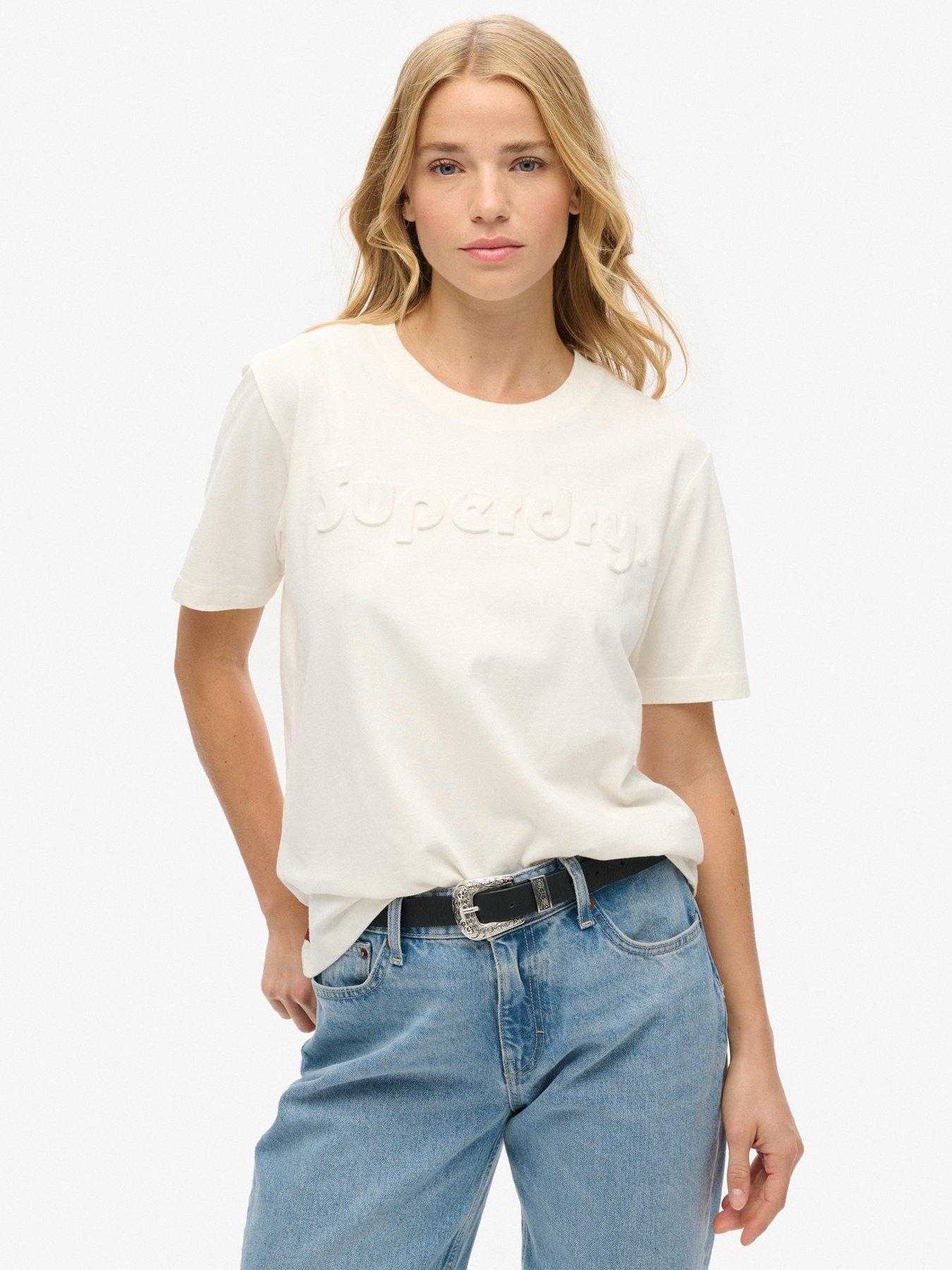 Image of Superdry Embossed Logo Relaxed T-Shirt - White