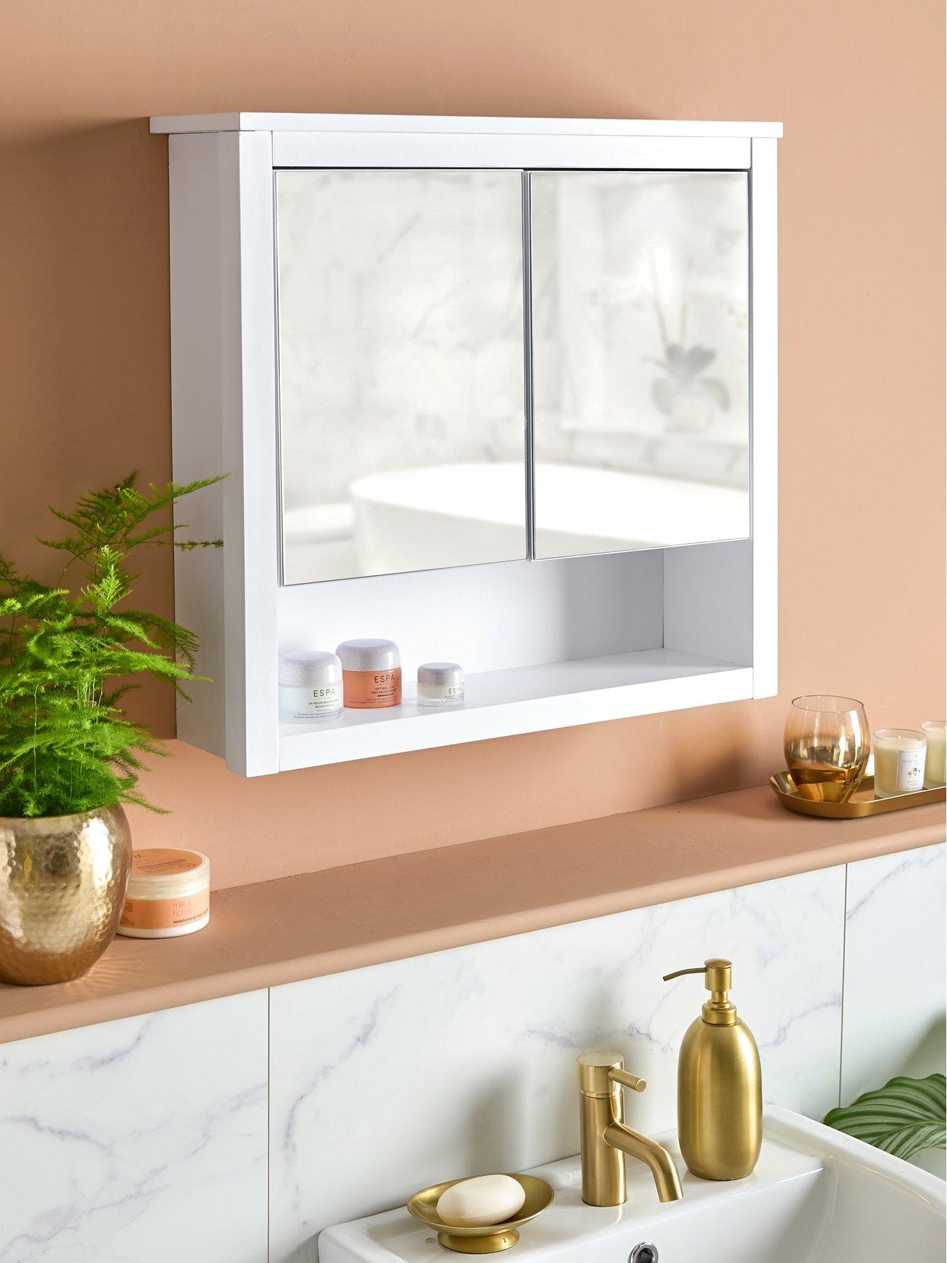 undefined Bramford Mirrored Bathroom Wall Cabinet - White