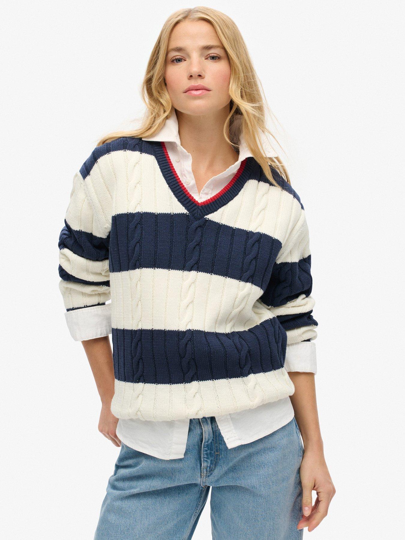 superdry-stripe-oversized-cable-v-neck-jumper-navy