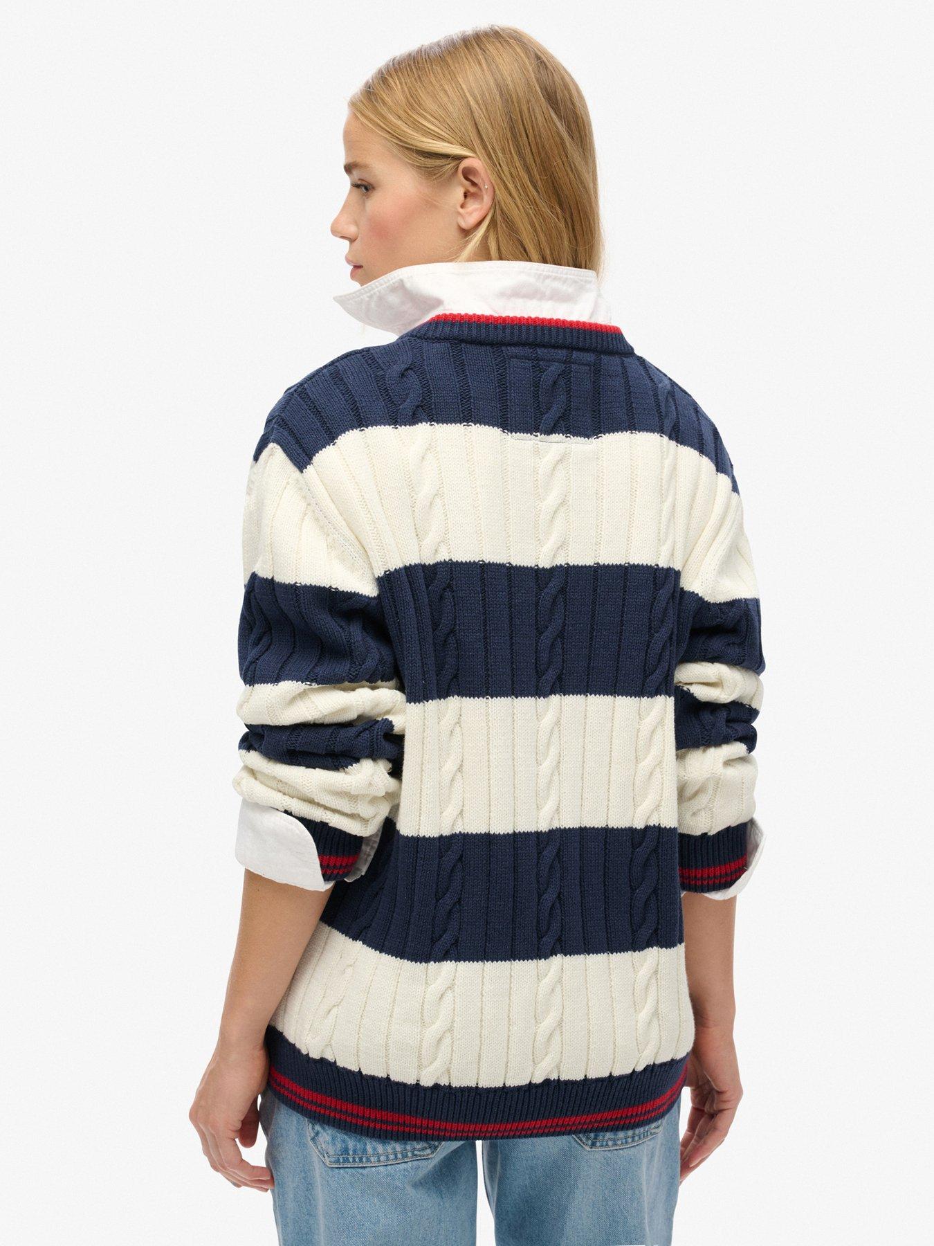 superdry-stripe-oversized-cable-v-neck-jumper-navystillFront