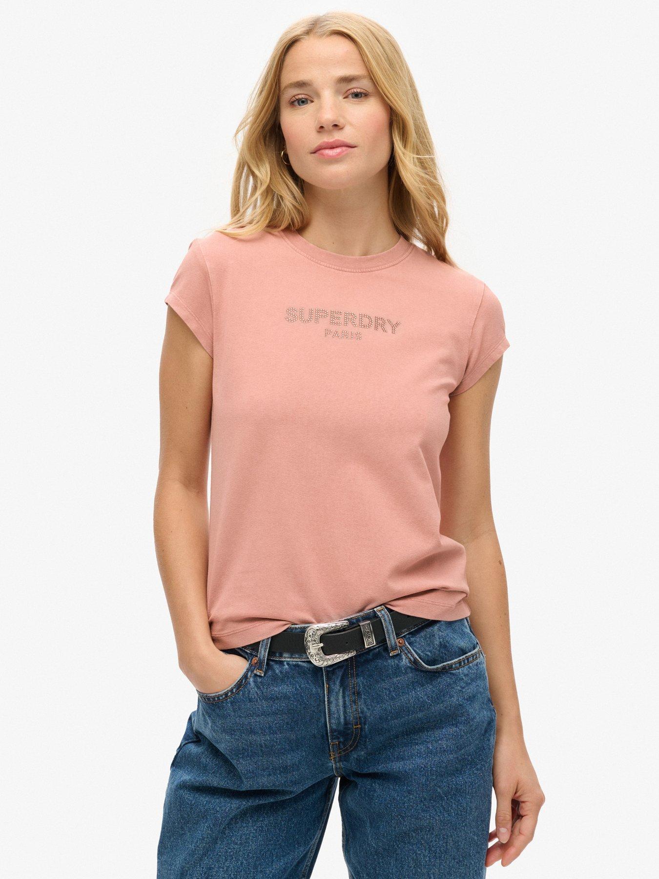 Superdry Sport Luxe Graphic Cap Sleeved T-Shirt - Pink