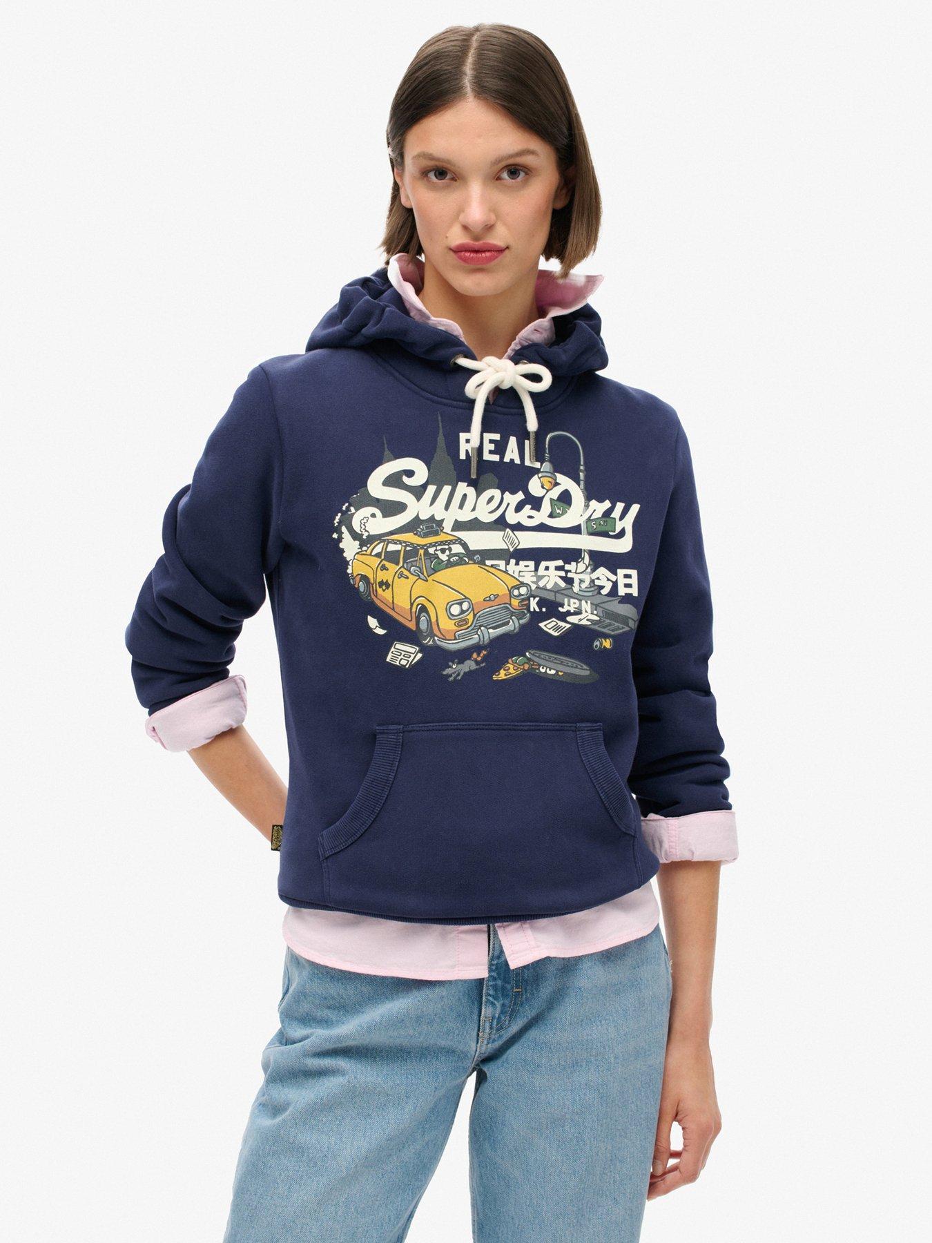 Navy blue graphic hoodie deals