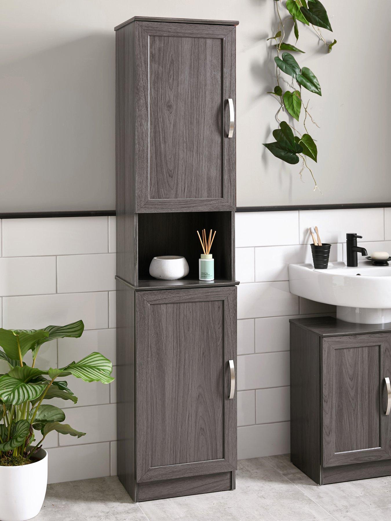 Image 1 of 7 of Very Home Caledon Tall Bathroom Cabinet - Grey Oak Effect