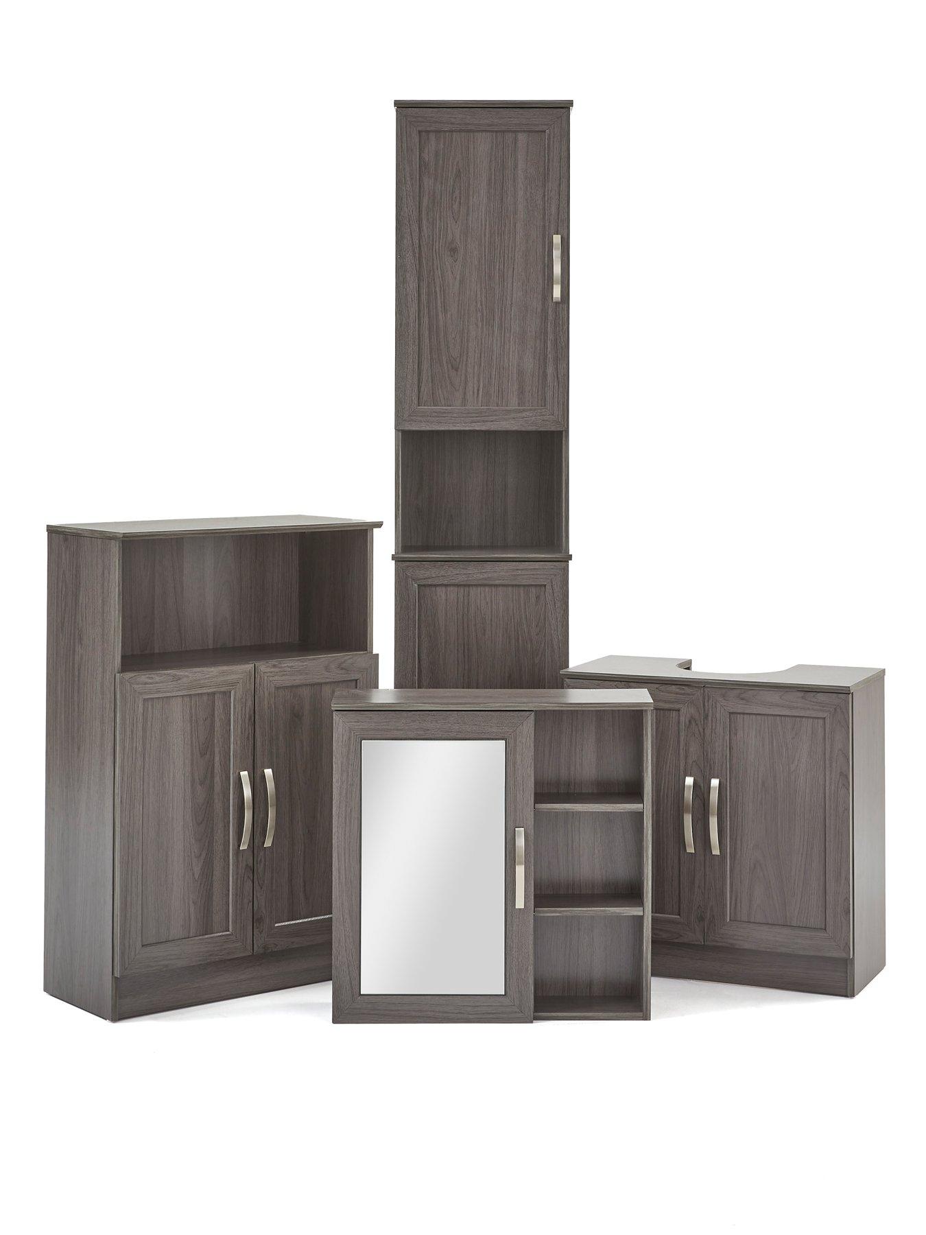 Image 6 of 7 of Very Home Caledon Tall Bathroom Cabinet - Grey Oak Effect