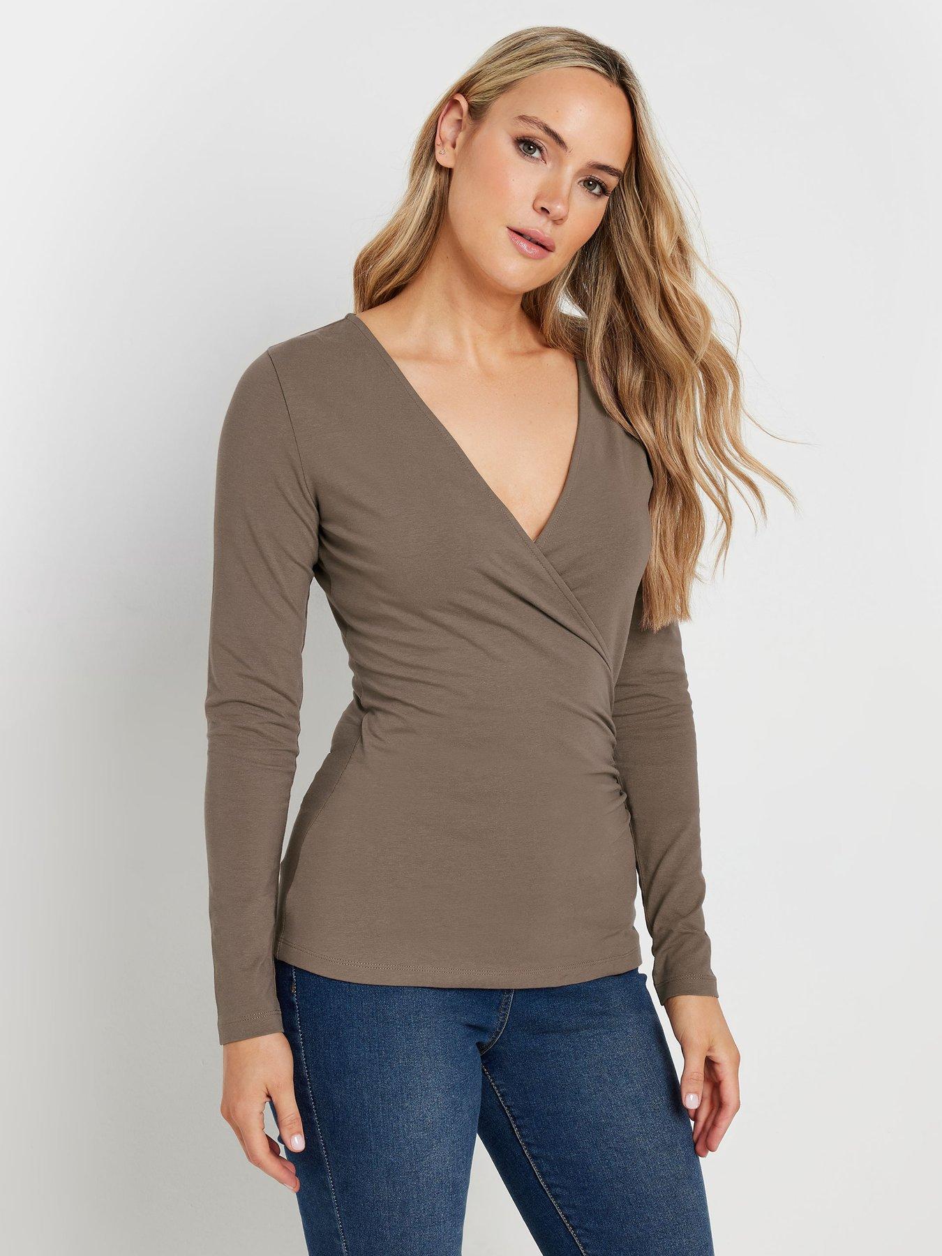 long-tall-sally-sleeve-wrap-top-brown